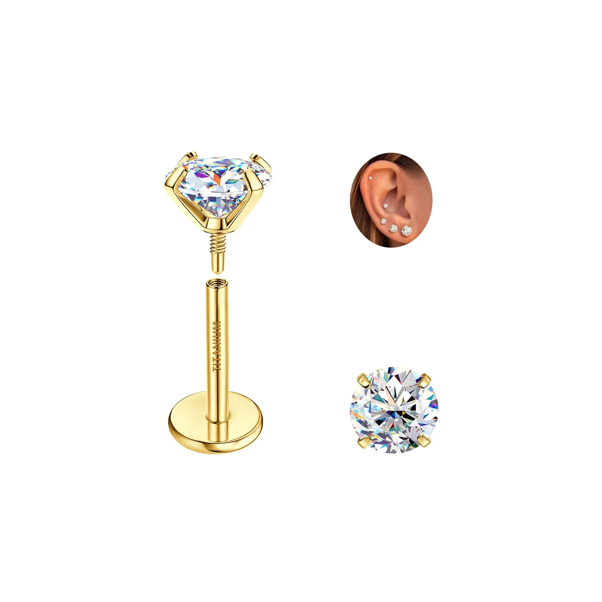 SLLAISS Orecchini Moissanite Uomo Donna in Titanio G23 - immagine 1