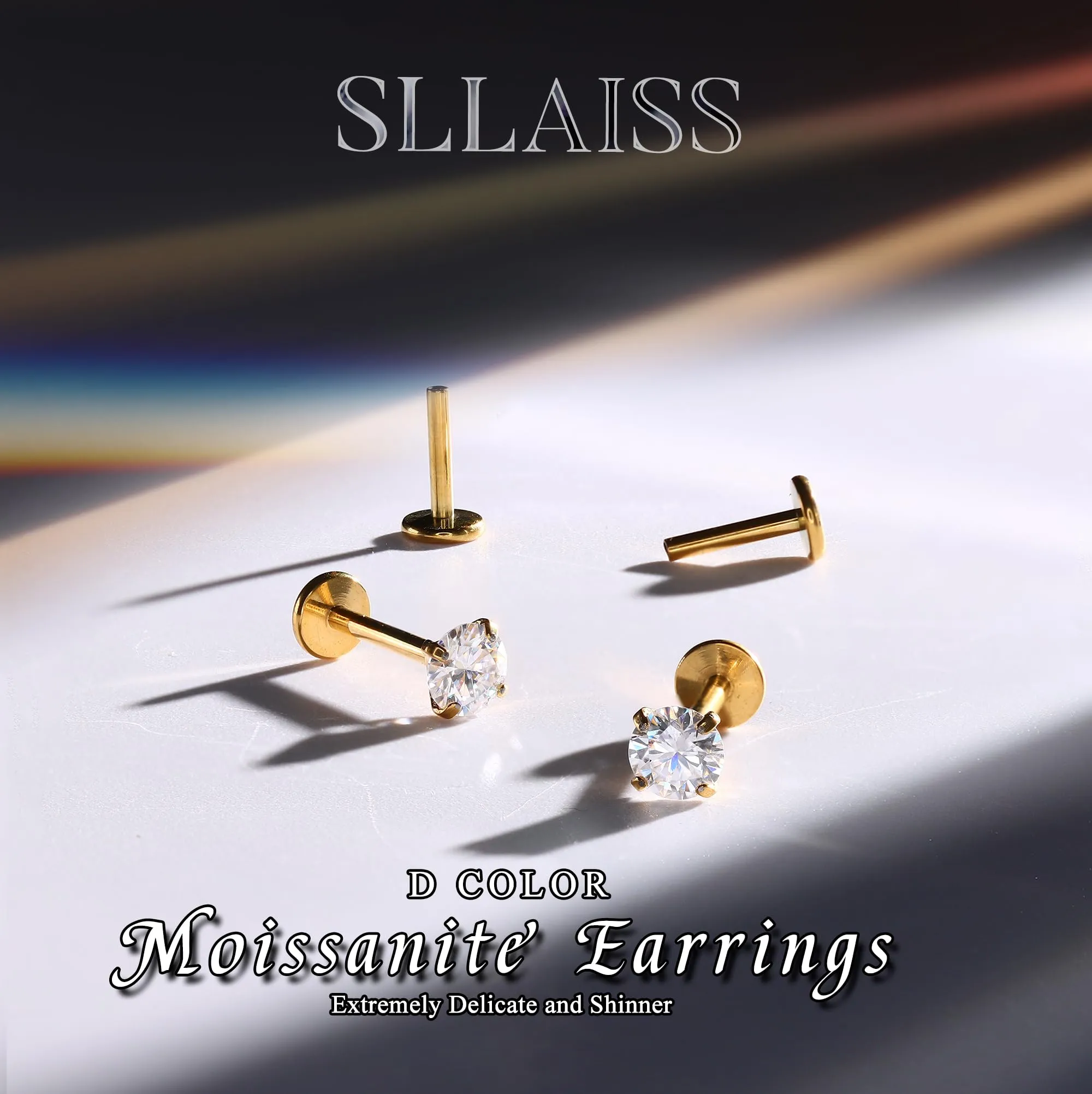 SLLAISS Orecchini Moissanite Uomo Donna in Titanio G23 - immagine 7