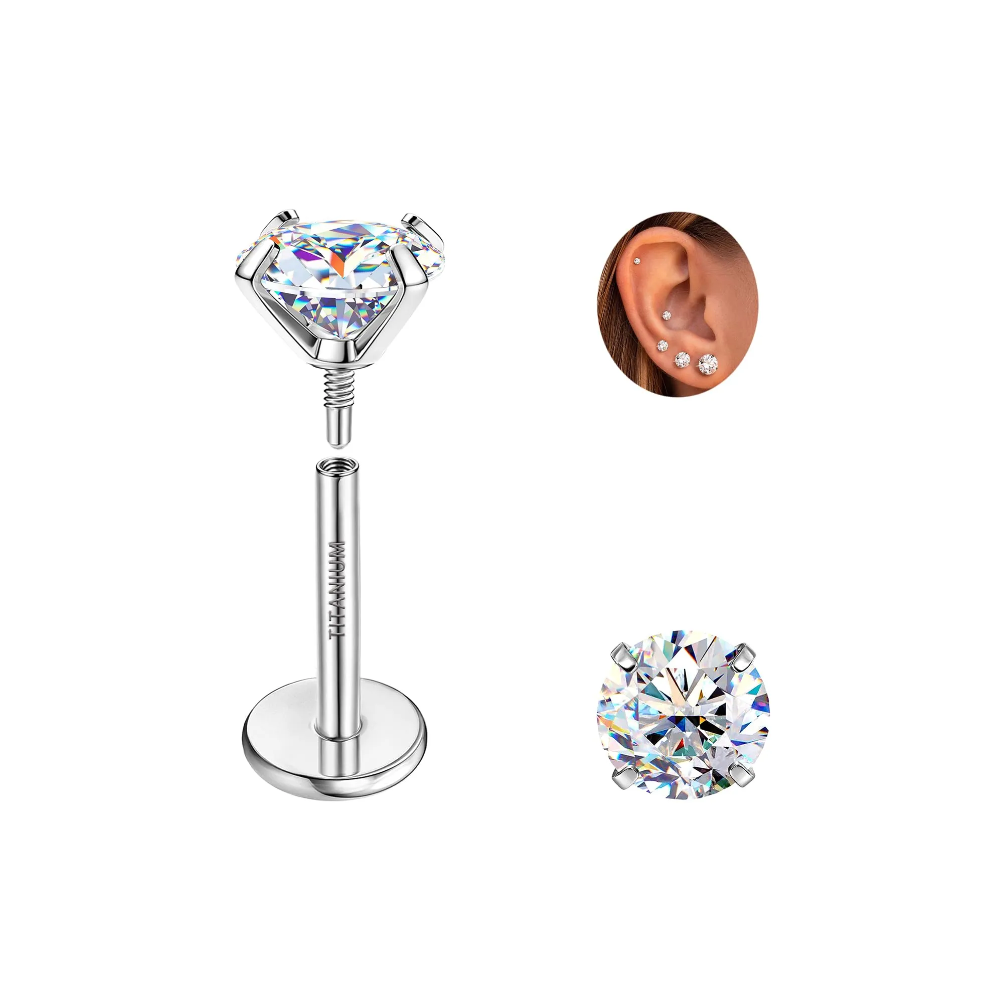 SLLAISS Orecchini Moissanite Uomo Donna in Titanio G23 - immagine 1