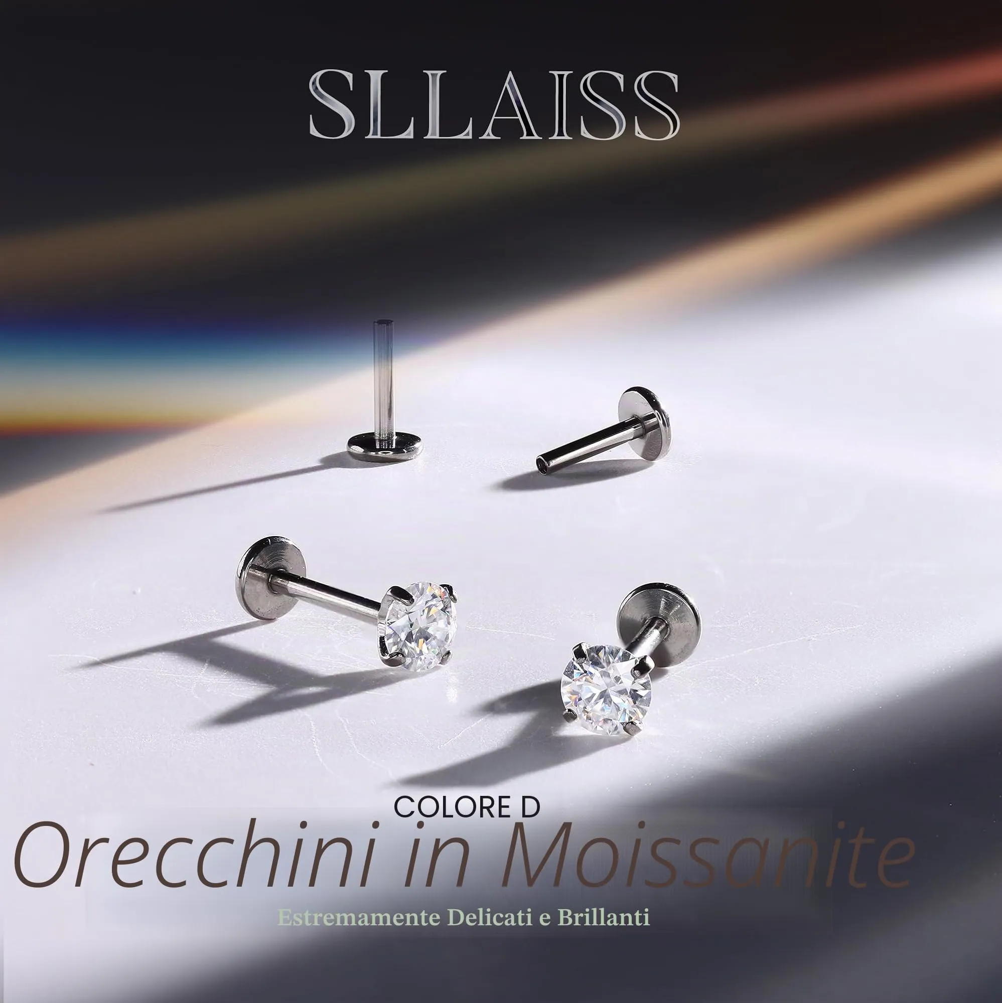 SLLAISS Orecchini Moissanite Uomo Donna in Titanio G23 - immagine 7