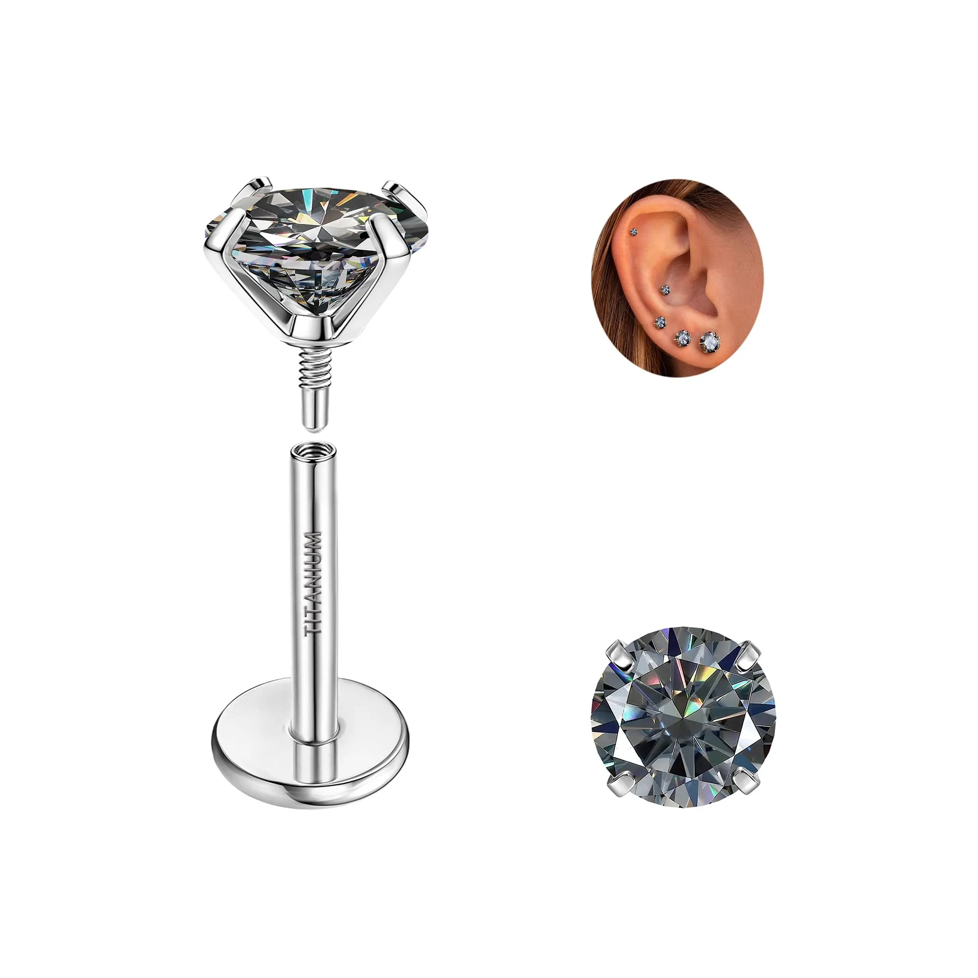 SLLAISS Orecchini Moissanite Uomo Donna in Titanio G23 - immagine 1