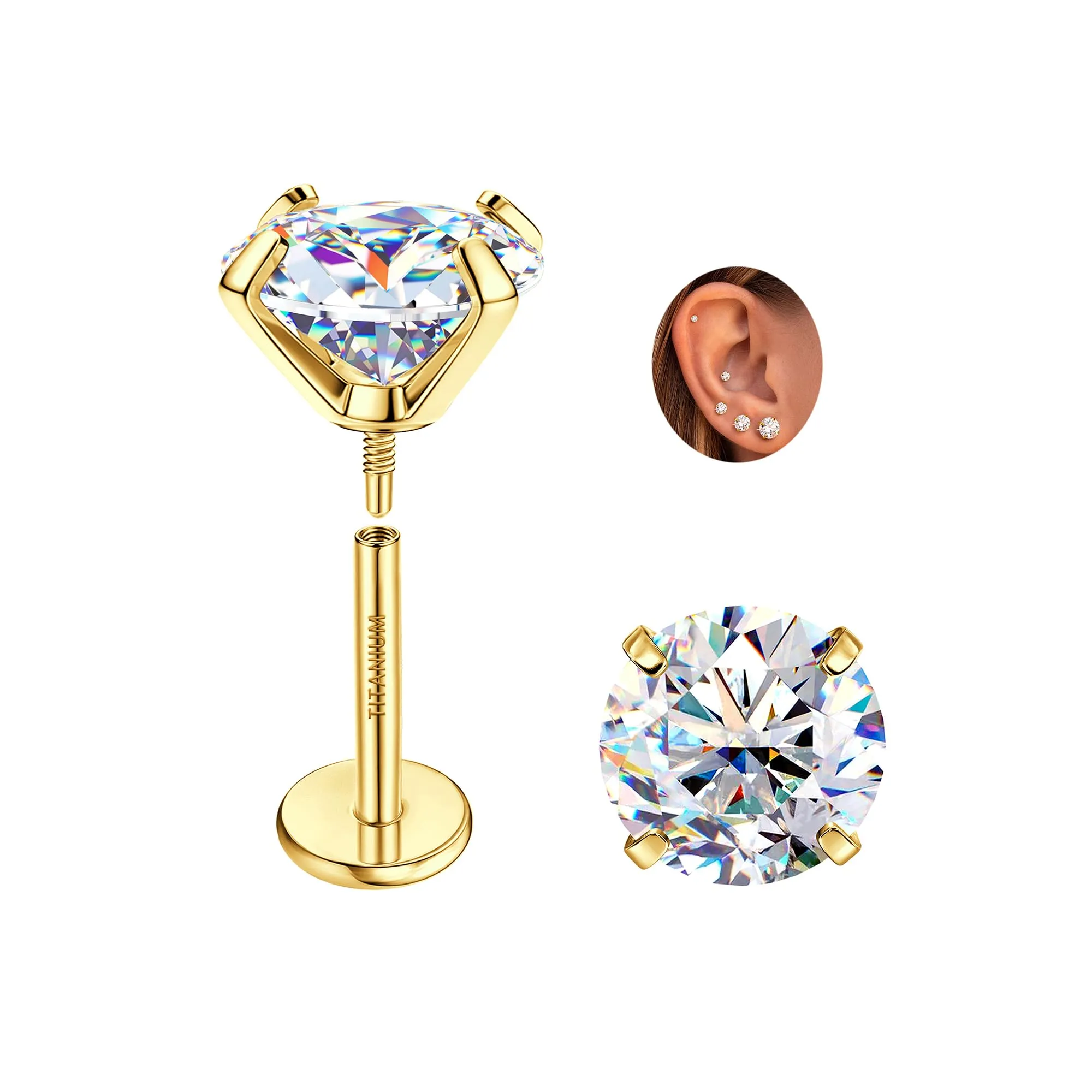 SLLAISS Orecchini Moissanite Uomo Donna in Titanio G23 - immagine 1