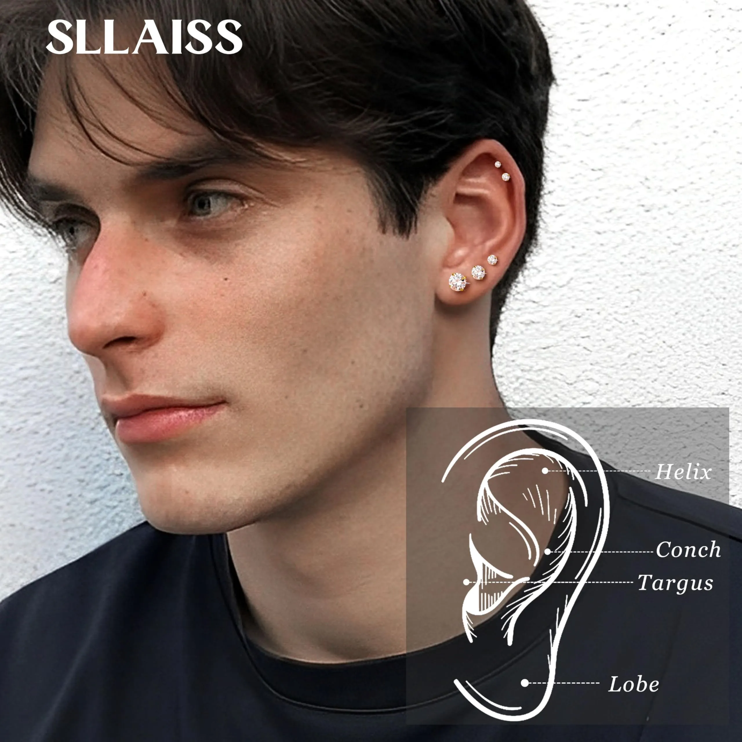 SLLAISS Orecchini Moissanite Uomo Donna in Titanio G23 - immagine 4