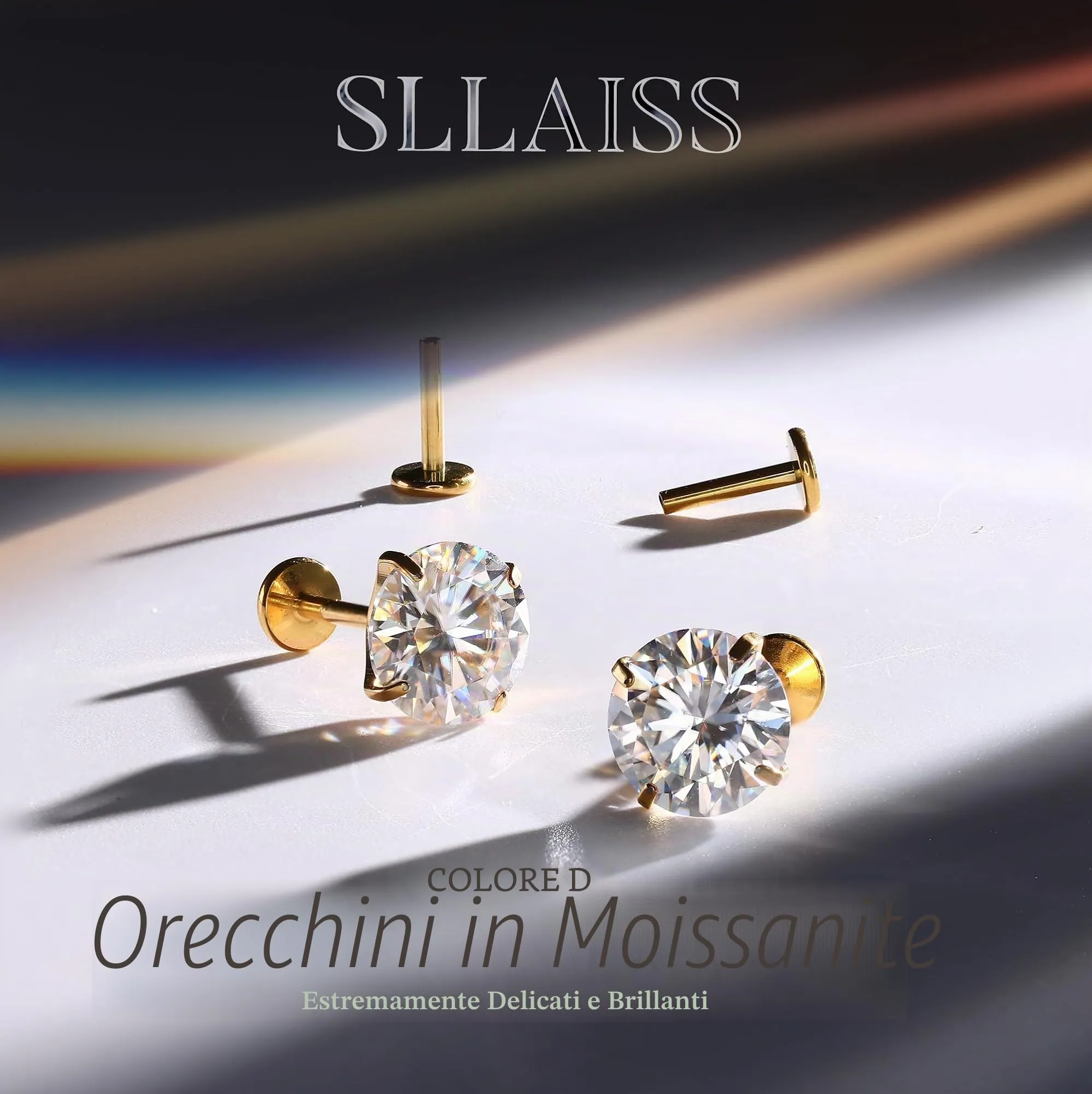 SLLAISS Orecchini Moissanite Uomo Donna in Titanio G23 - immagine 7