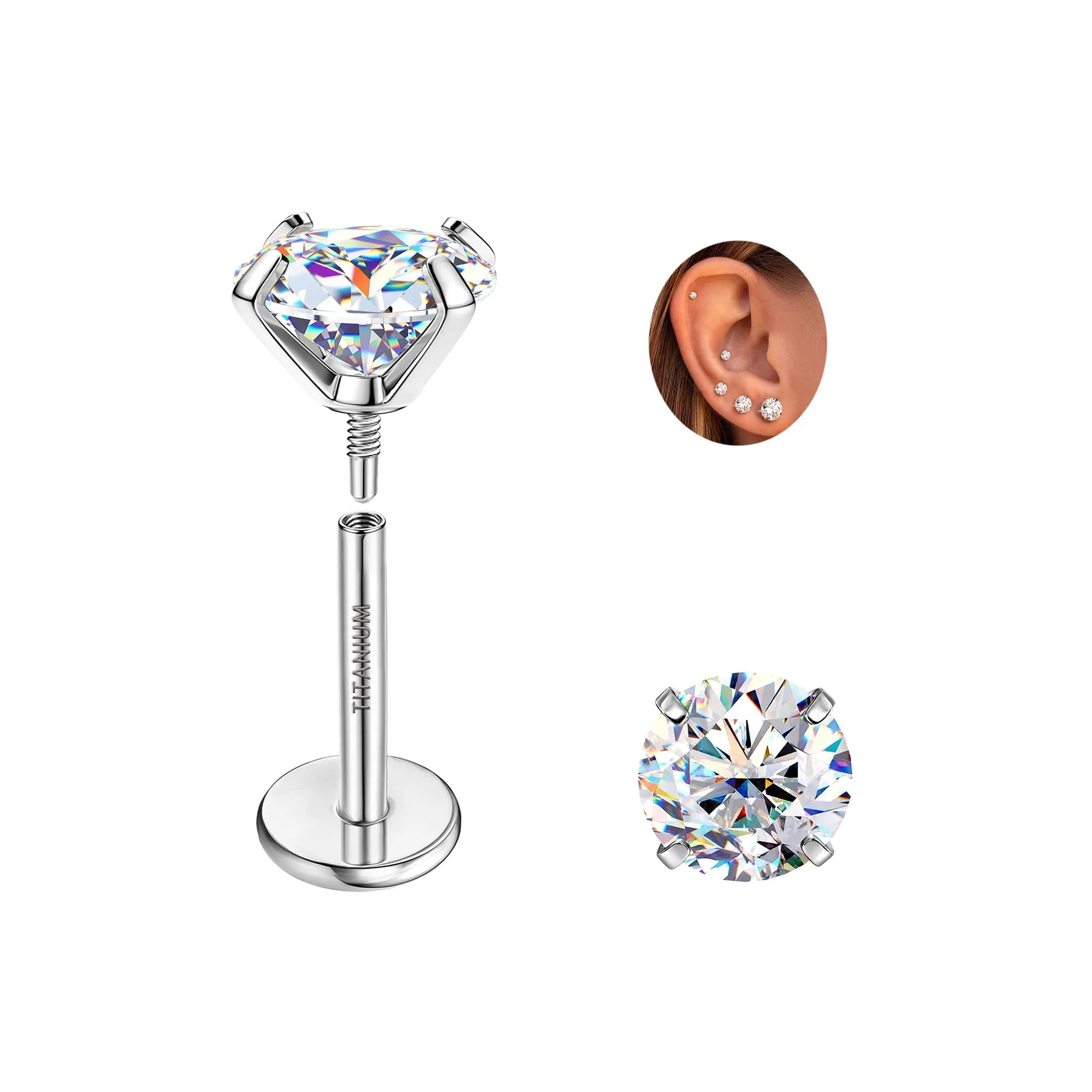 SLLAISS Orecchini Moissanite Uomo Donna in Titanio G23 - immagine 1