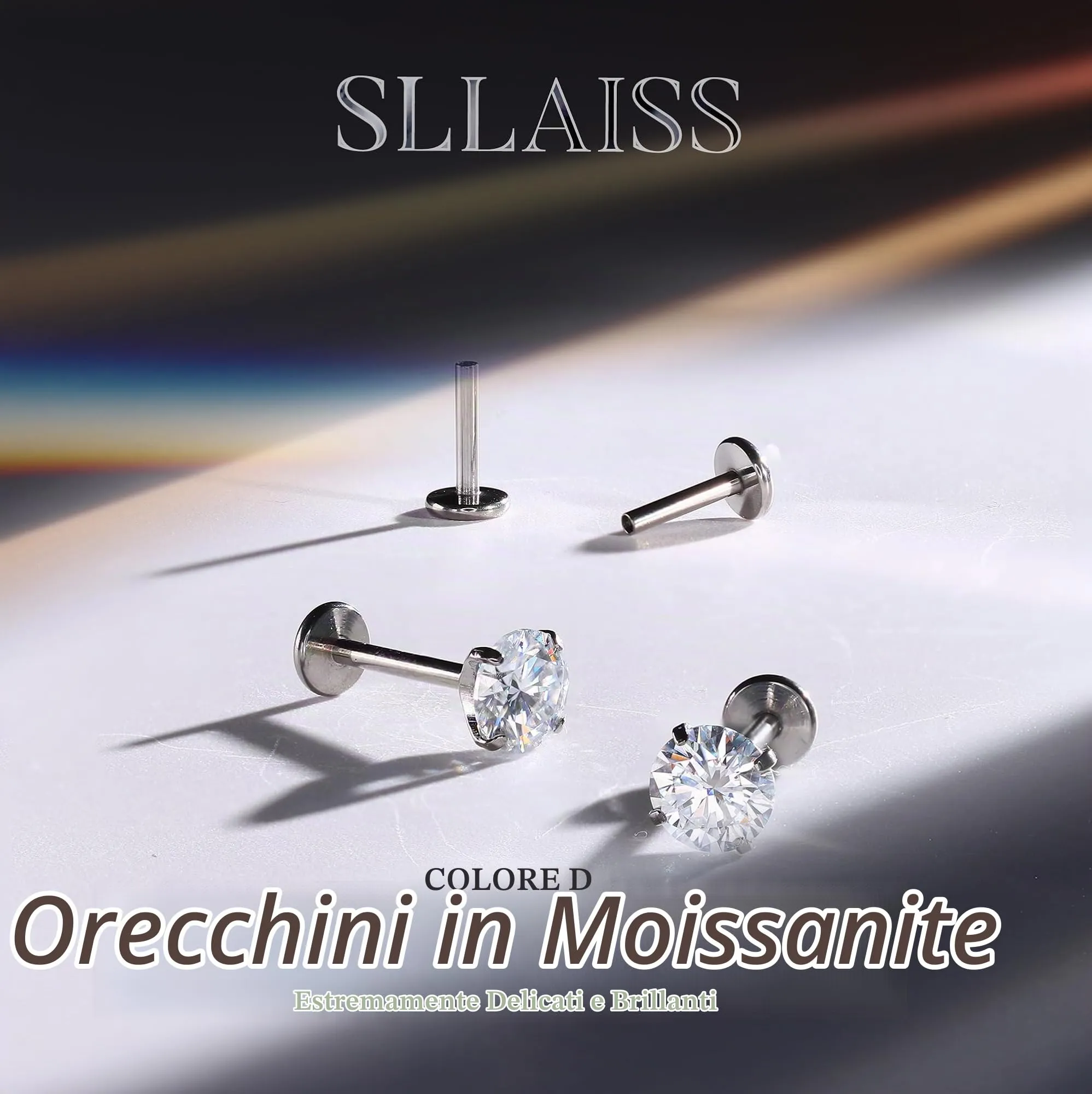 SLLAISS Orecchini Moissanite Uomo Donna in Titanio G23 - immagine 7