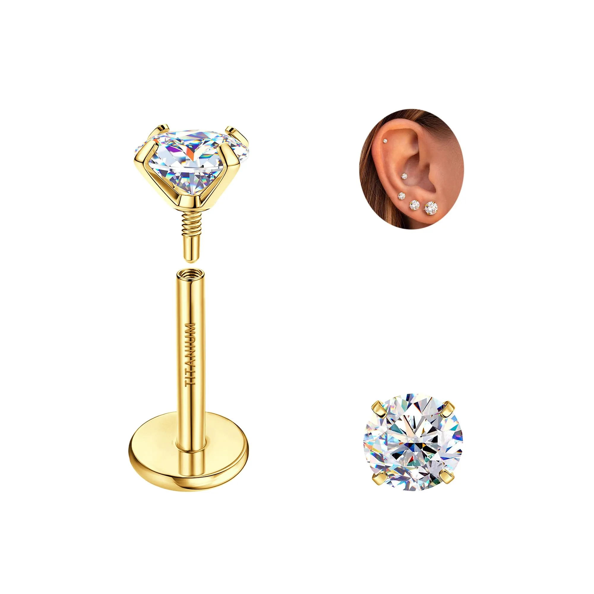 SLLAISS Orecchini Moissanite Uomo Donna in Titanio G23 - immagine 1