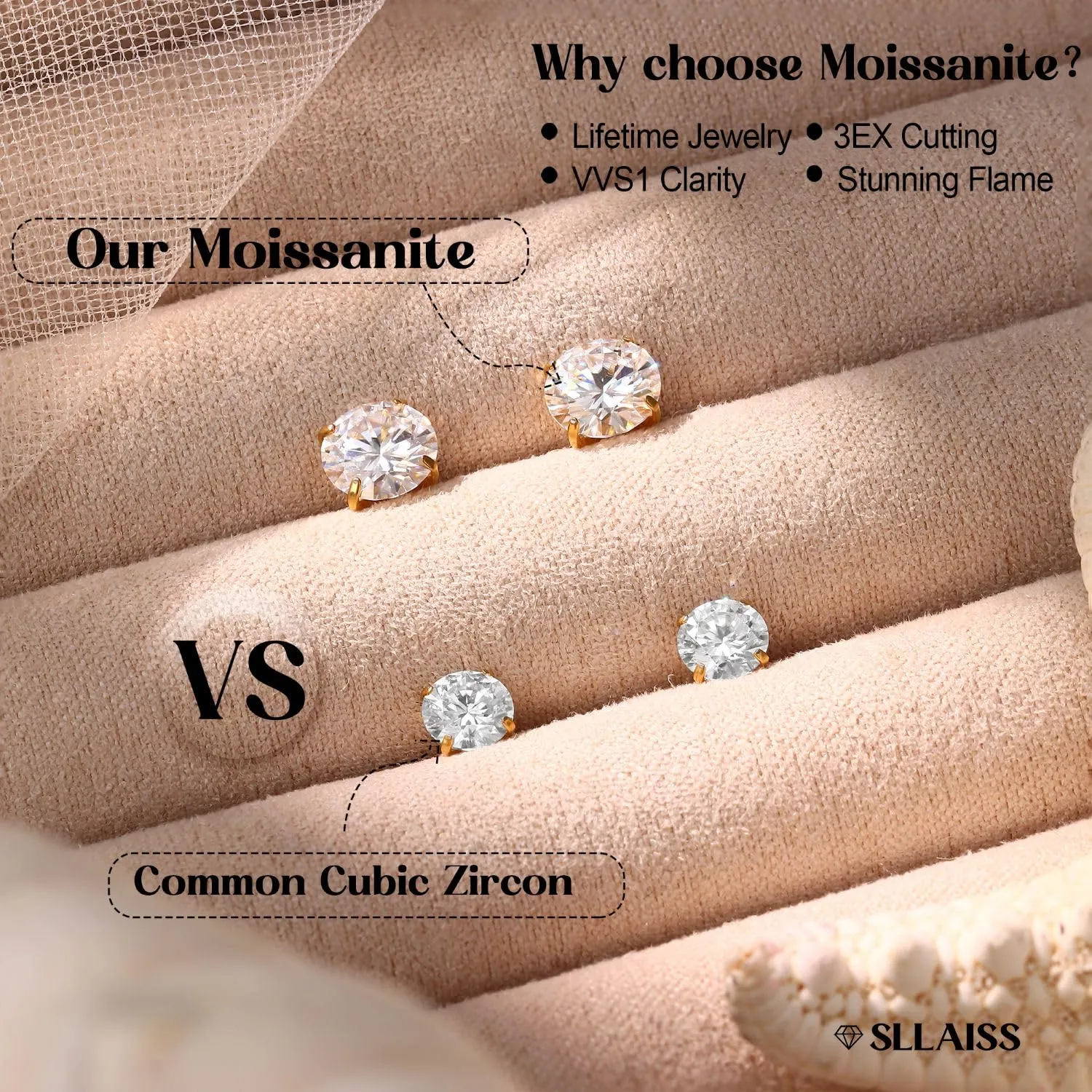 SLLAISS Orecchini Moissanite Uomo Donna in Titanio G23 - immagine 5