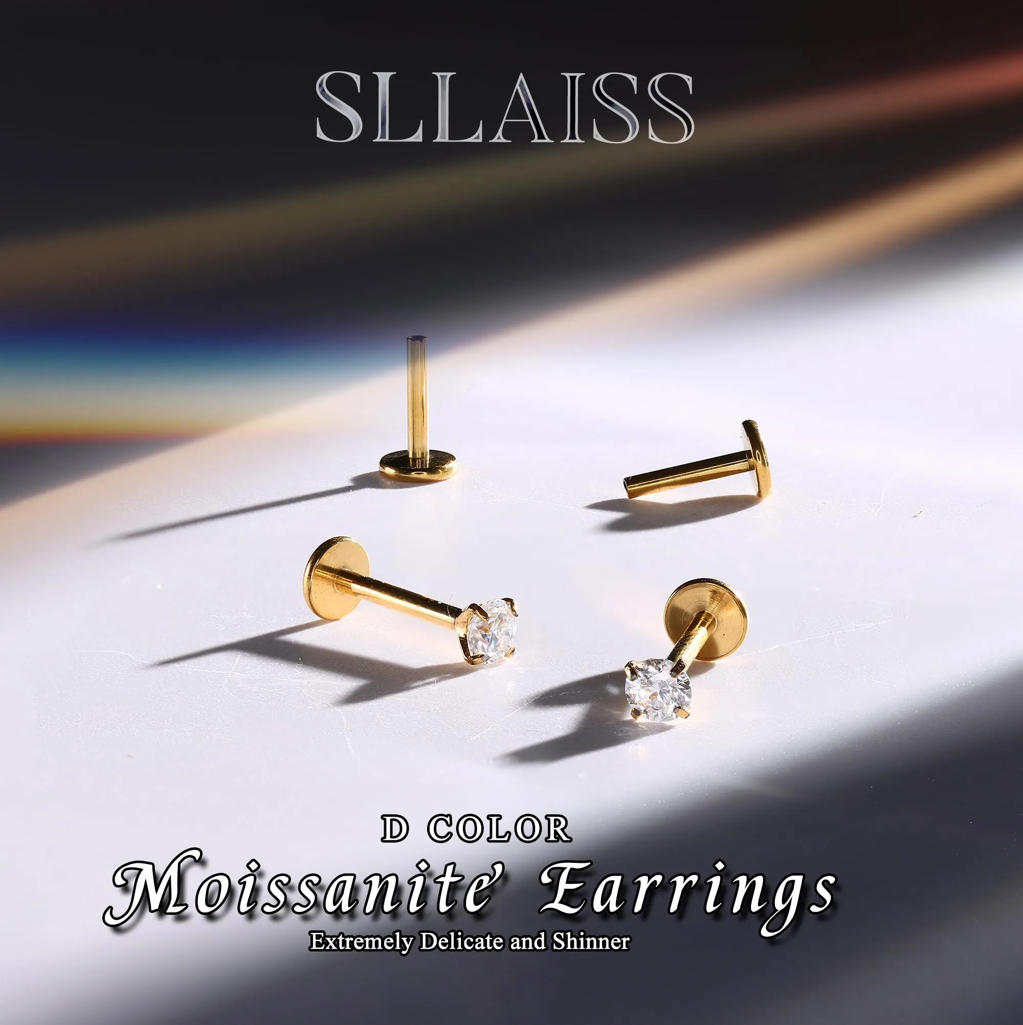 SLLAISS Orecchini Moissanite Uomo Donna in Titanio G23 - immagine 7