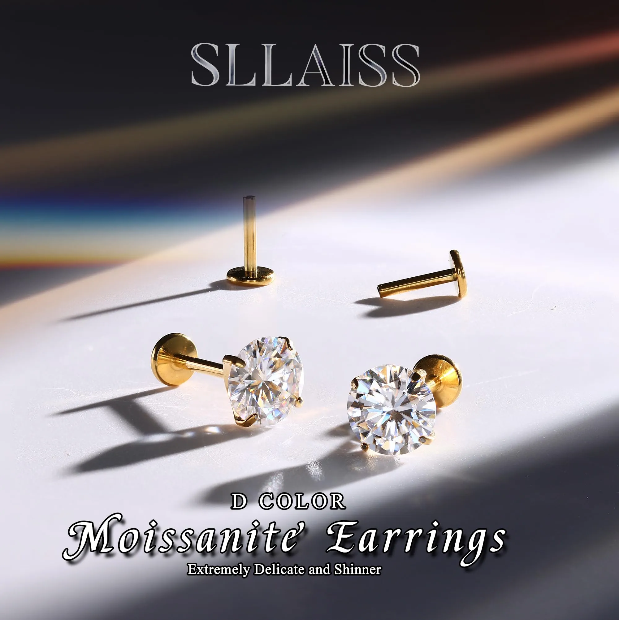 Sllaiss Orecchini Moissanite Uomo Donna in Titanio G23 - immagine 7