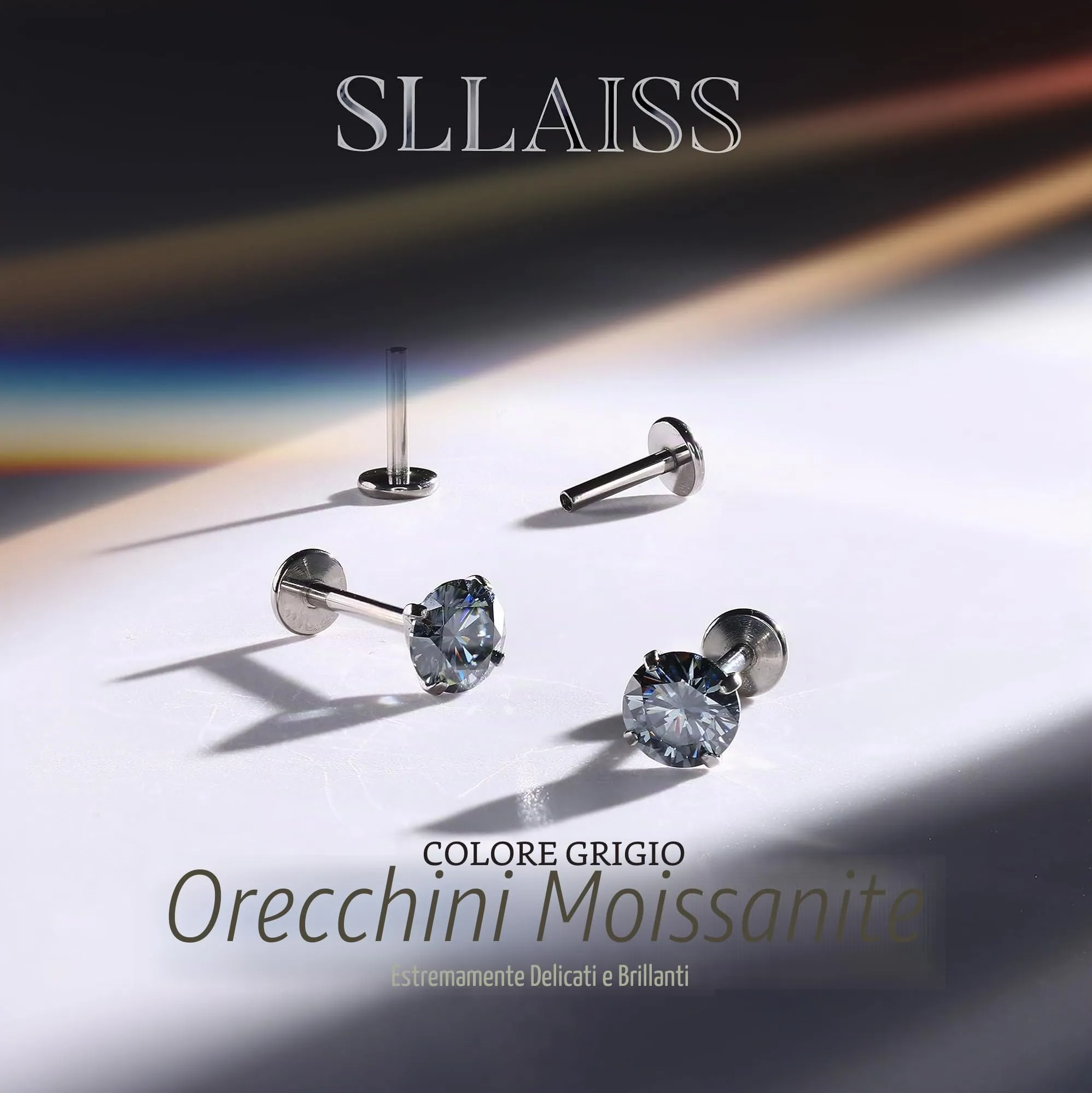 SLLAISS Orecchini Moissanite Uomo Donna in Titanio G23 - immagine 7