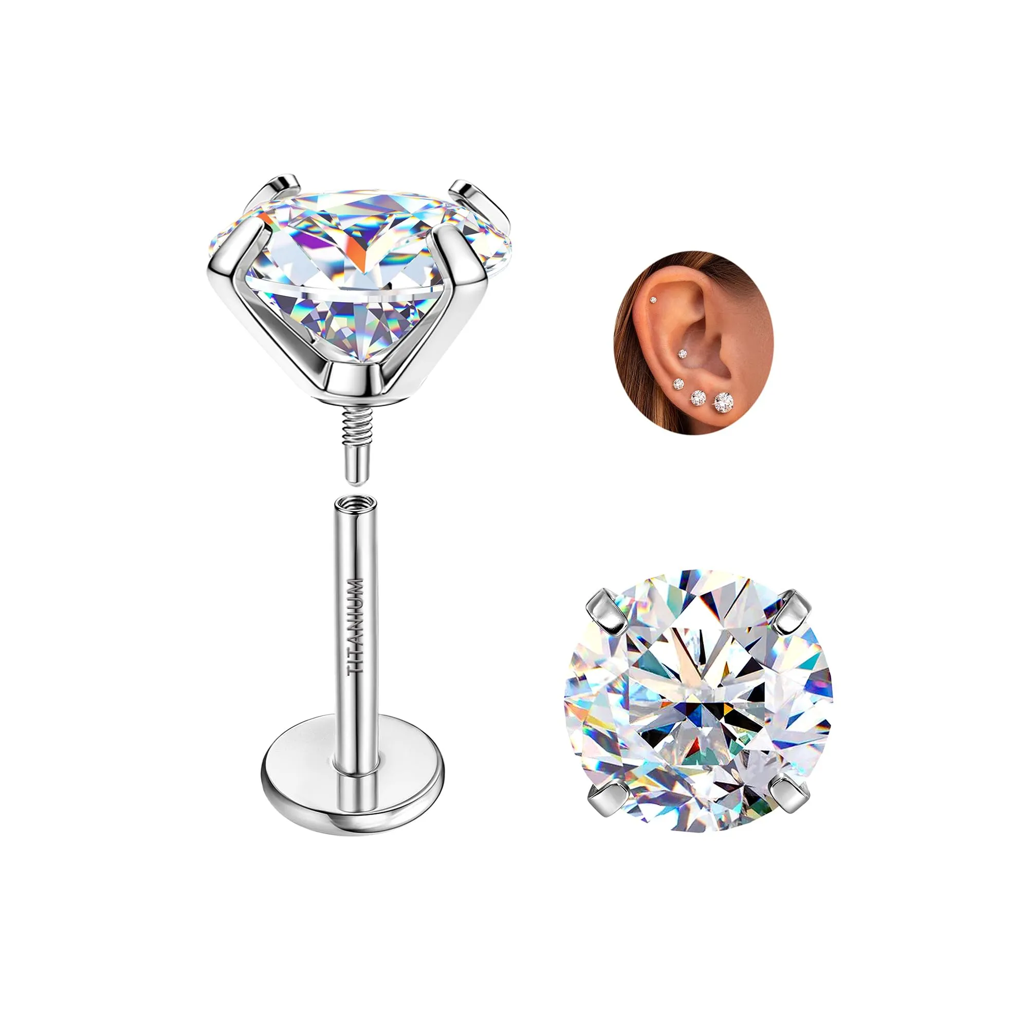 SLLAISS Orecchini Moissanite Uomo Donna in Titanio G23 - immagine 1