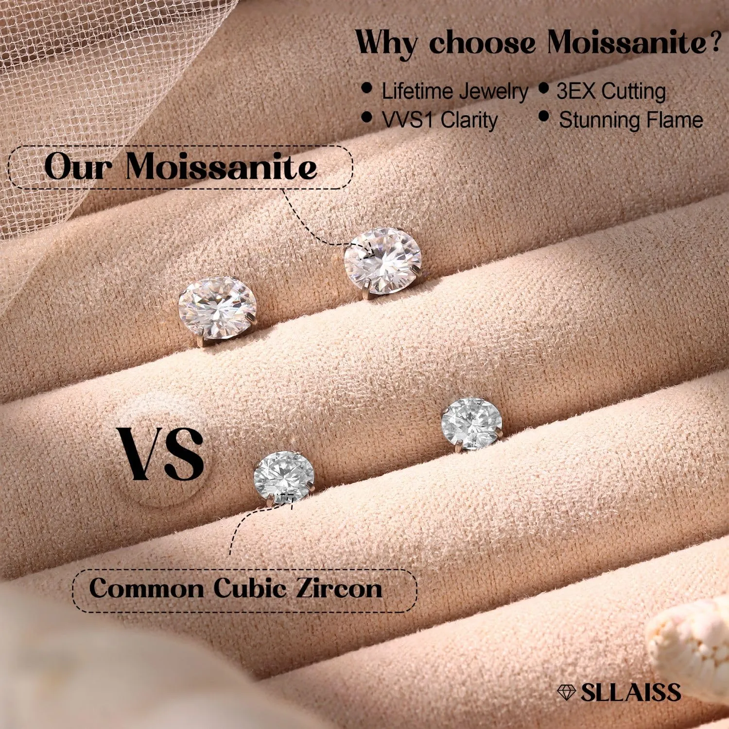 SLLAISS Orecchini Moissanite Uomo Donna in Titanio G23 - immagine 5