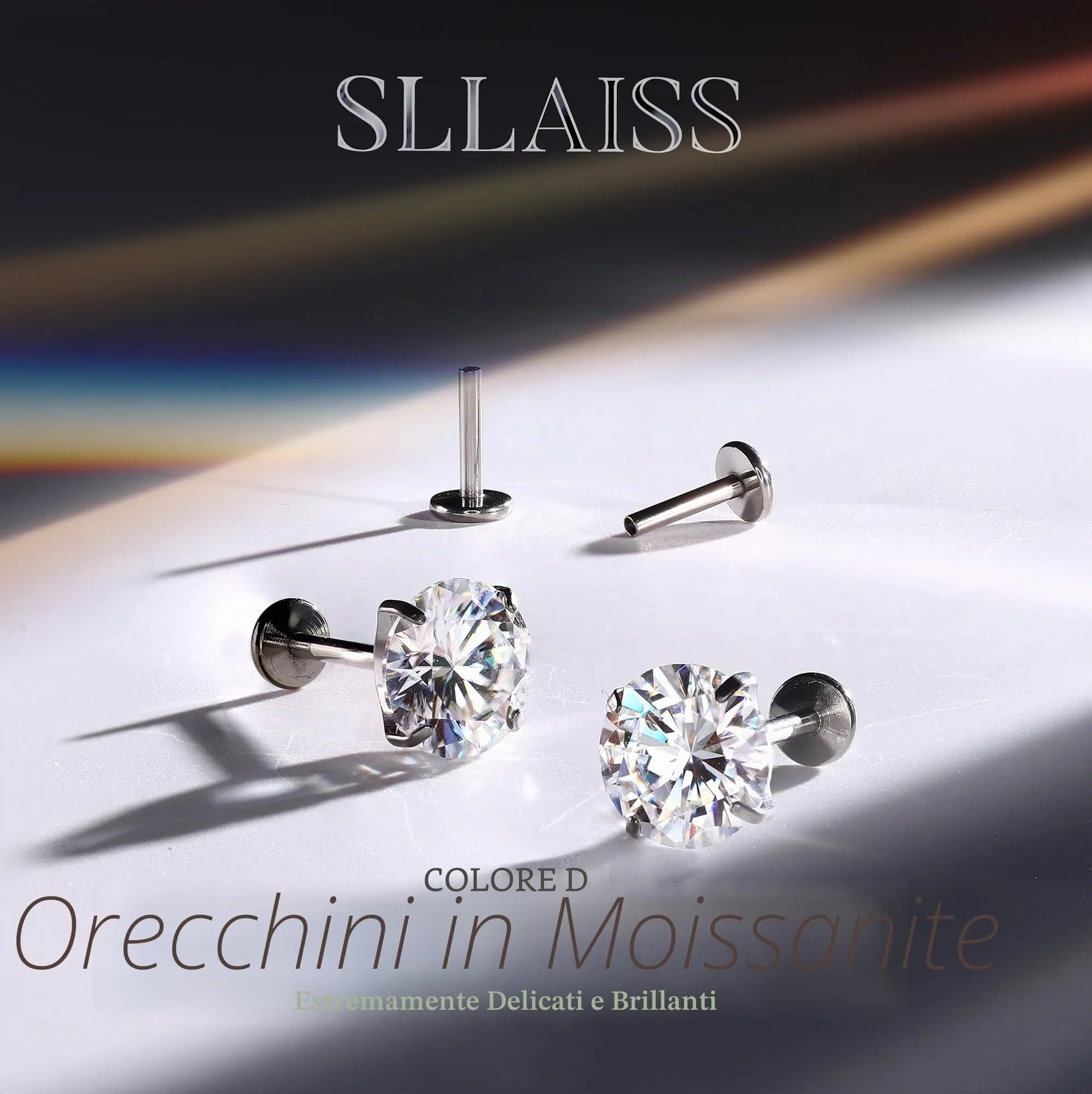 SLLAISS Orecchini Moissanite Uomo Donna in Titanio G23 - immagine 7