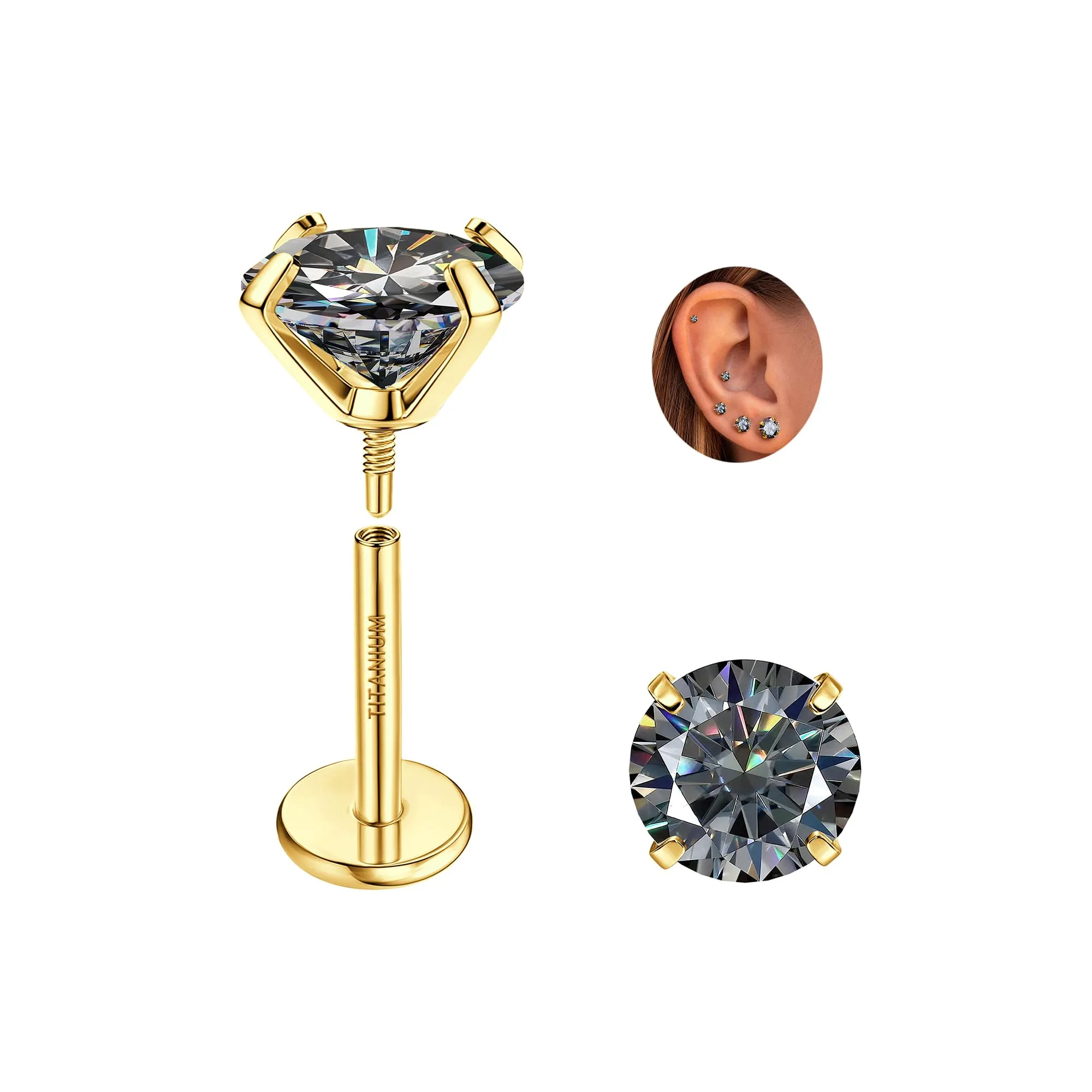 SLLAISS Orecchini Moissanite Uomo Donna in Titanio G23 - immagine 1