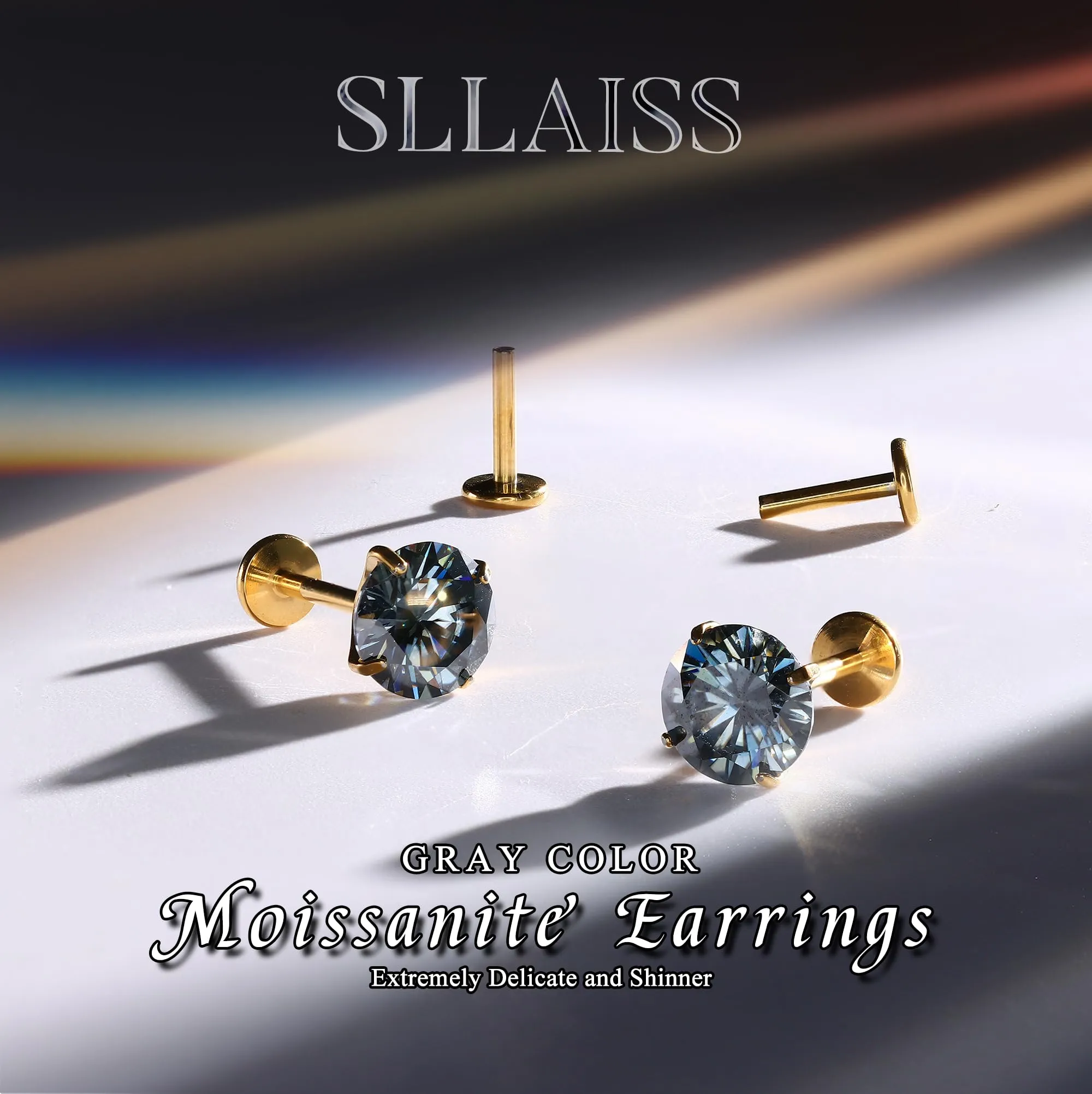 SLLAISS Orecchini Moissanite Uomo Donna in Titanio G23 - immagine 7