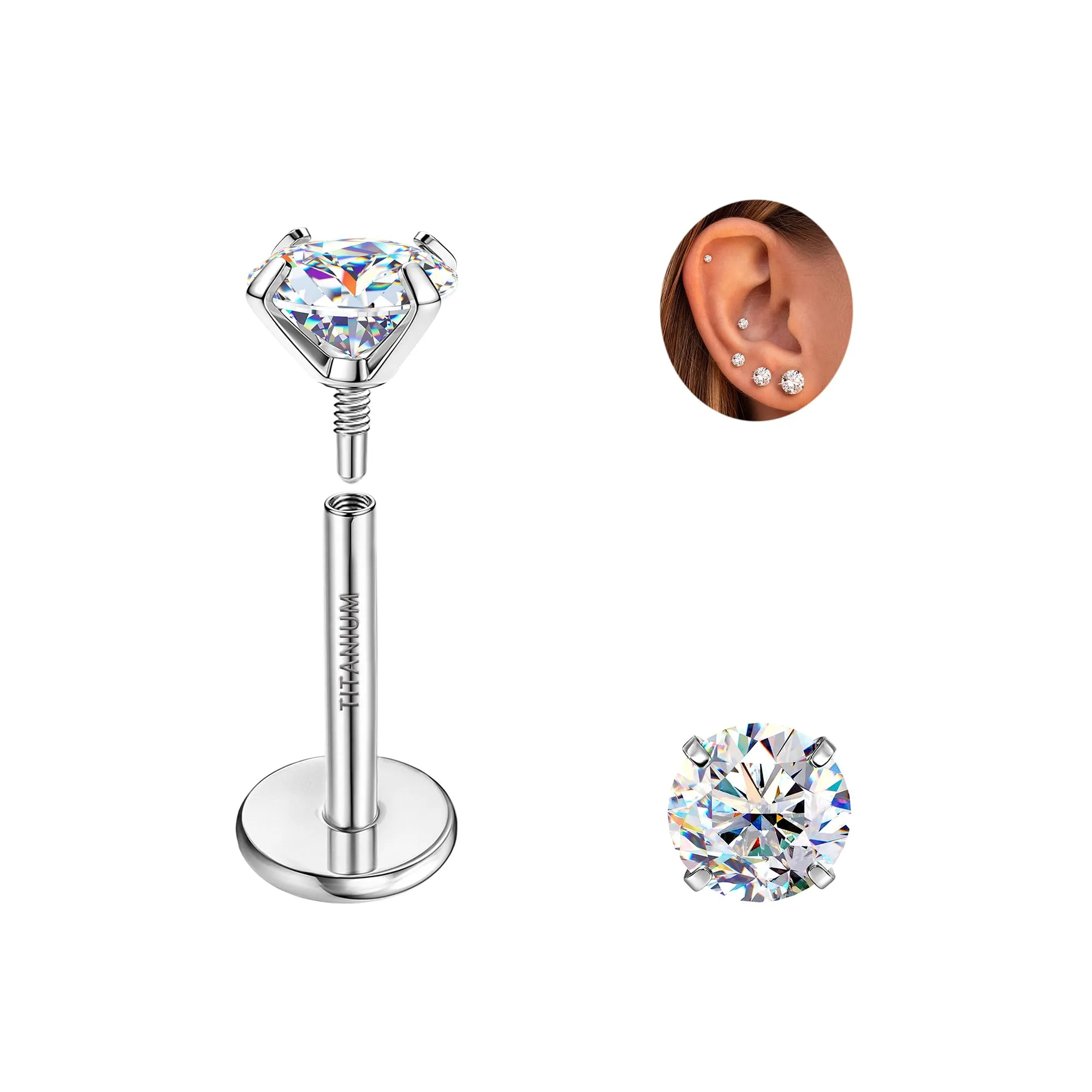 SLLAISS Orecchini Moissanite Uomo Donna in Titanio G23 - immagine 1