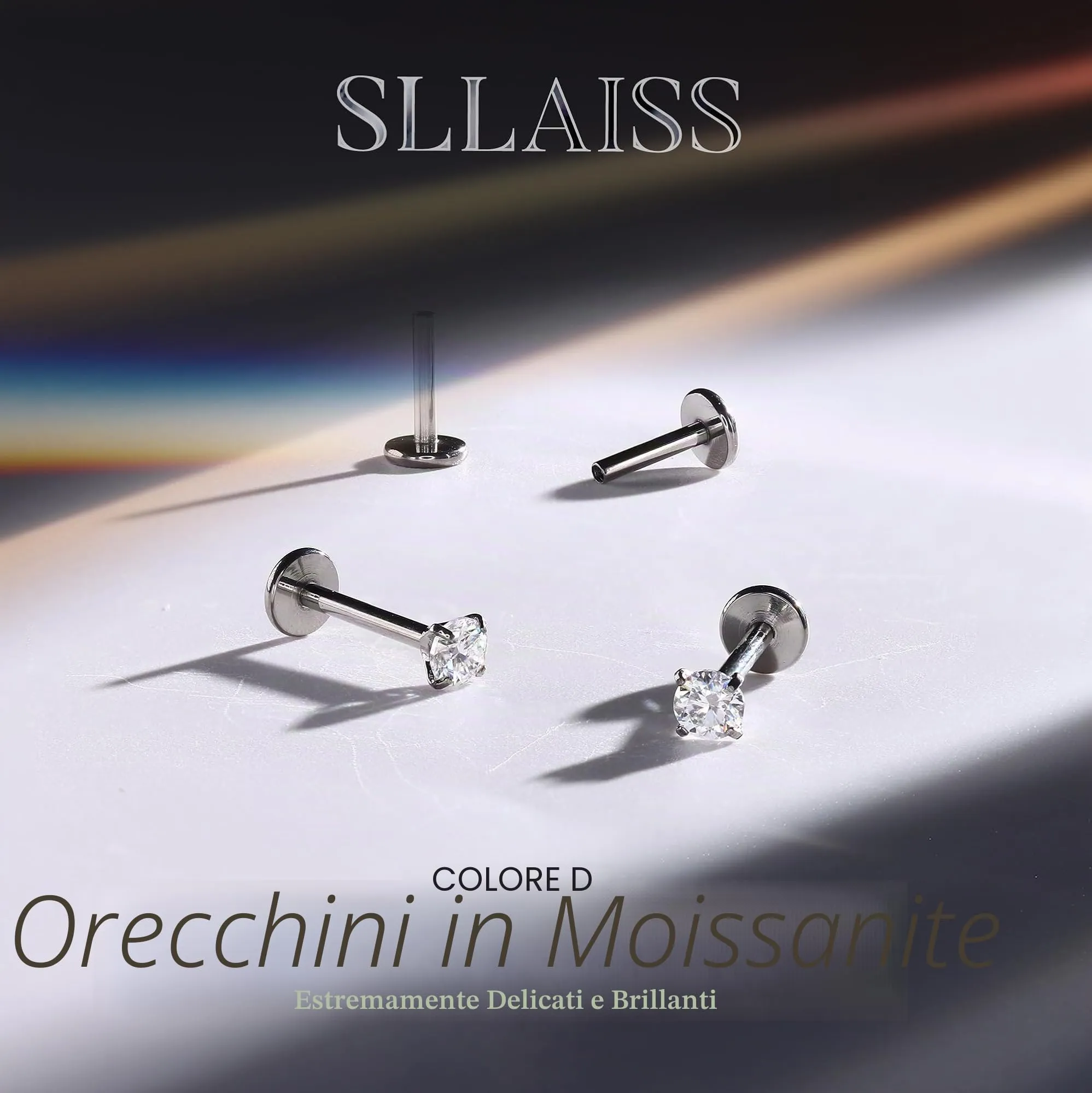SLLAISS Orecchini Moissanite Uomo Donna in Titanio G23 - immagine 7