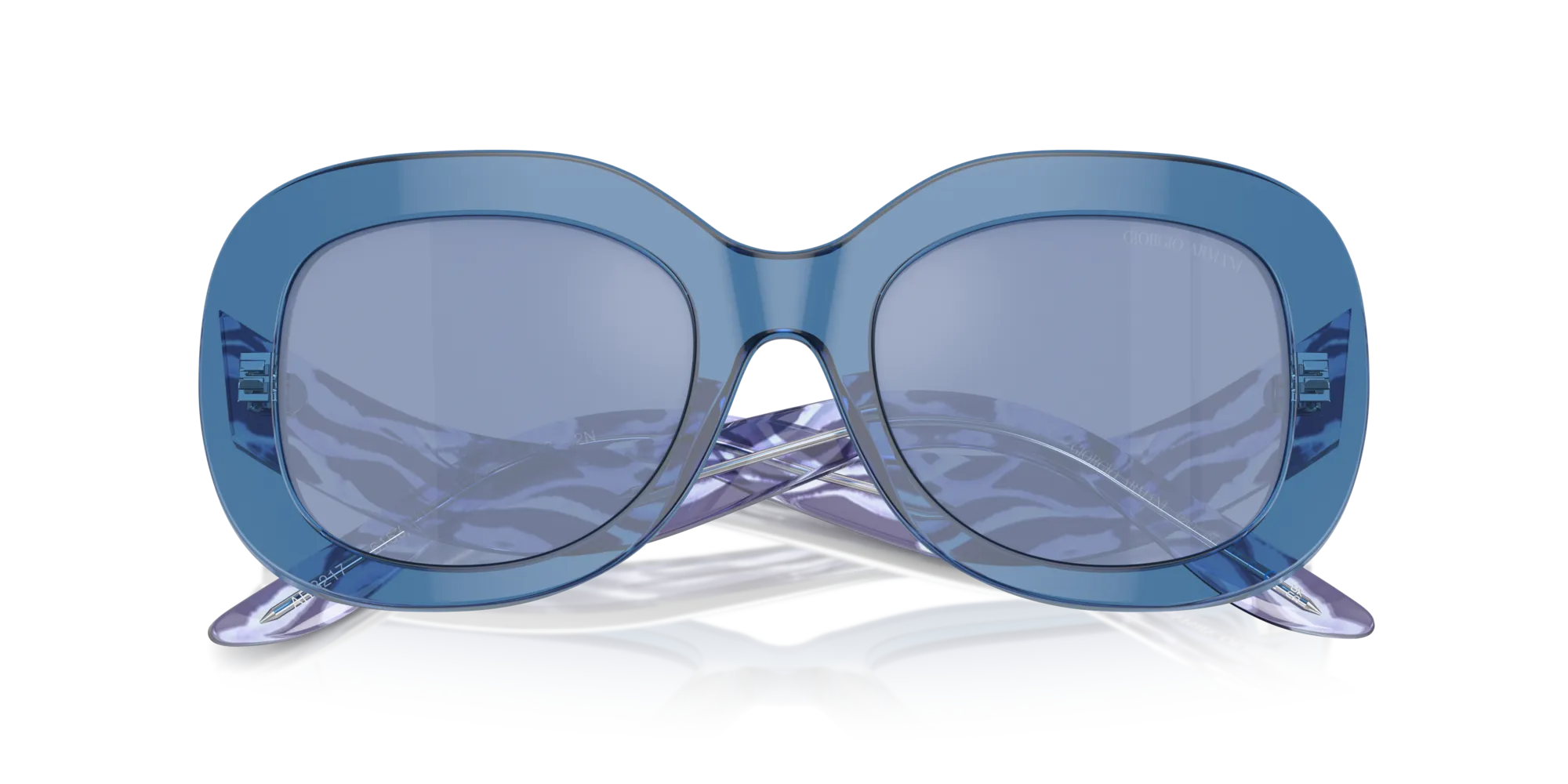 Giorgio Armani AR8217 61531U Occhiali da sole Acetato Blu Azzurro Rotonda Specchiate - immagine 2