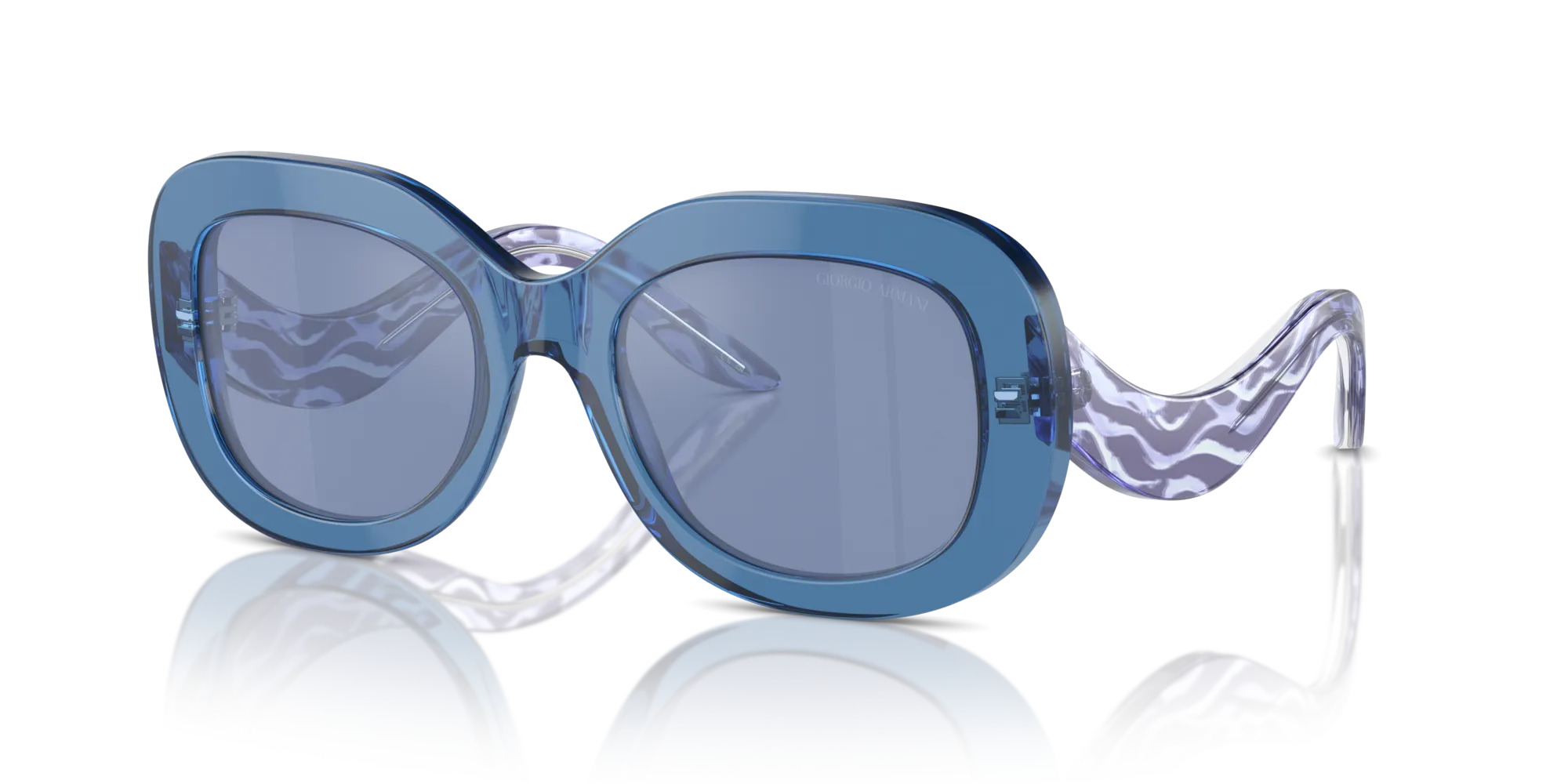 Giorgio Armani AR8217 61531U Occhiali da sole Acetato Blu Azzurro Rotonda Specchiate - immagine 4