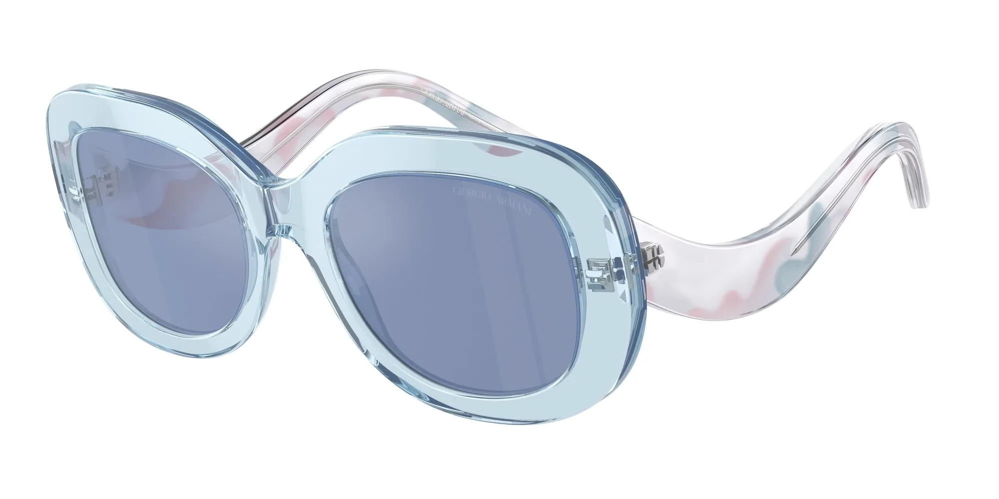 Giorgio Armani AR8217 61521U Occhiali da sole Acetato Blu Azzurro Rotonda Specchiate - immagine 1