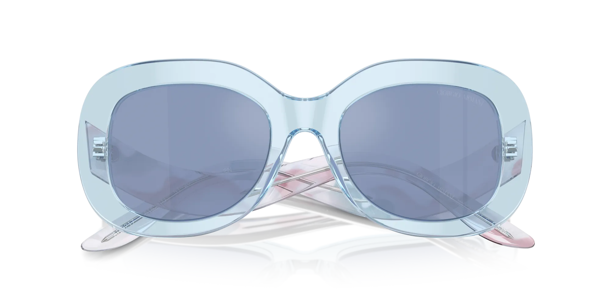 Giorgio Armani AR8217 61521U Occhiali da sole Acetato Blu Azzurro Rotonda Specchiate - immagine 2
