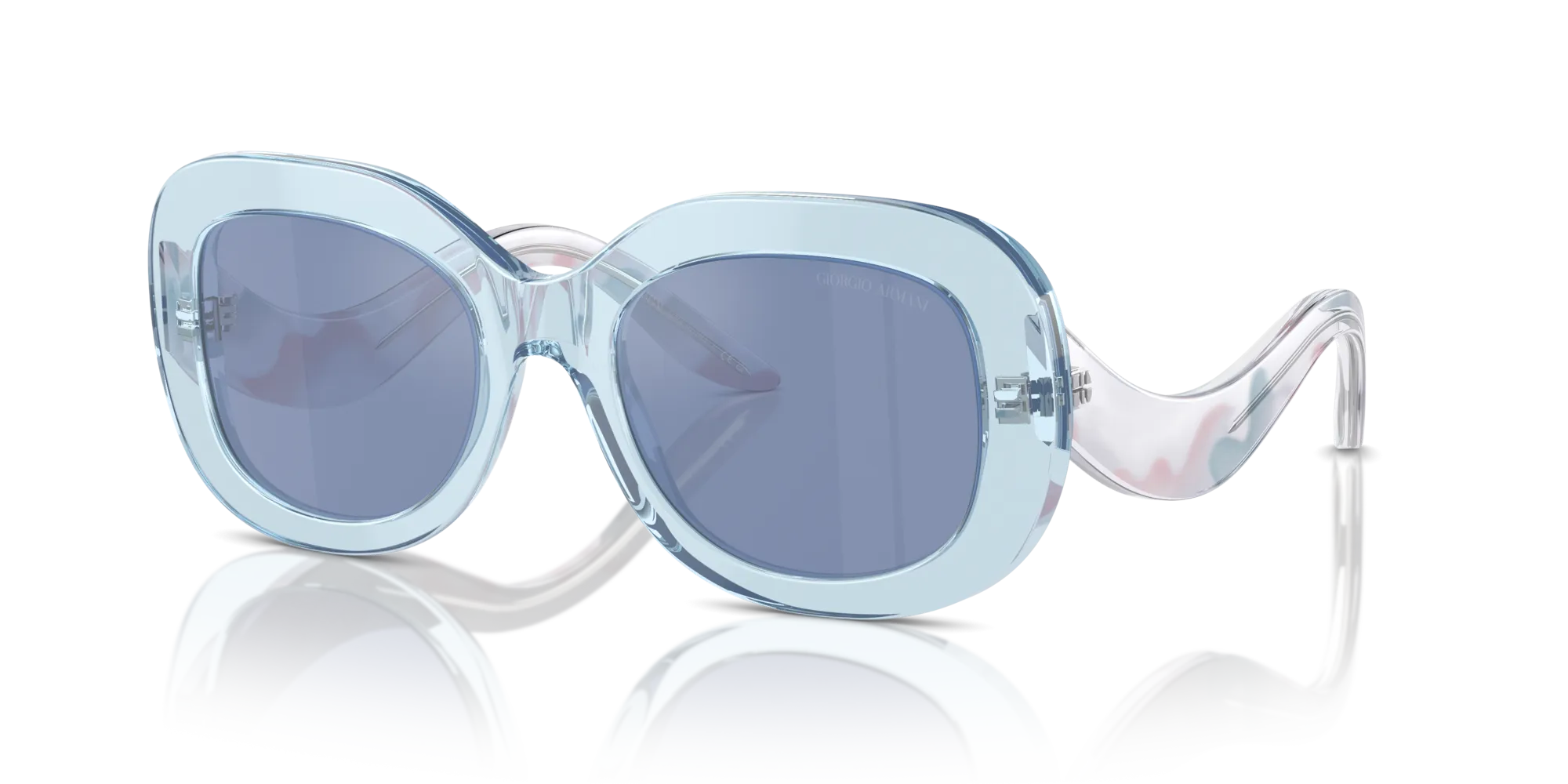 Giorgio Armani AR8217 61521U Occhiali da sole Acetato Blu Azzurro Rotonda Specchiate - immagine 4