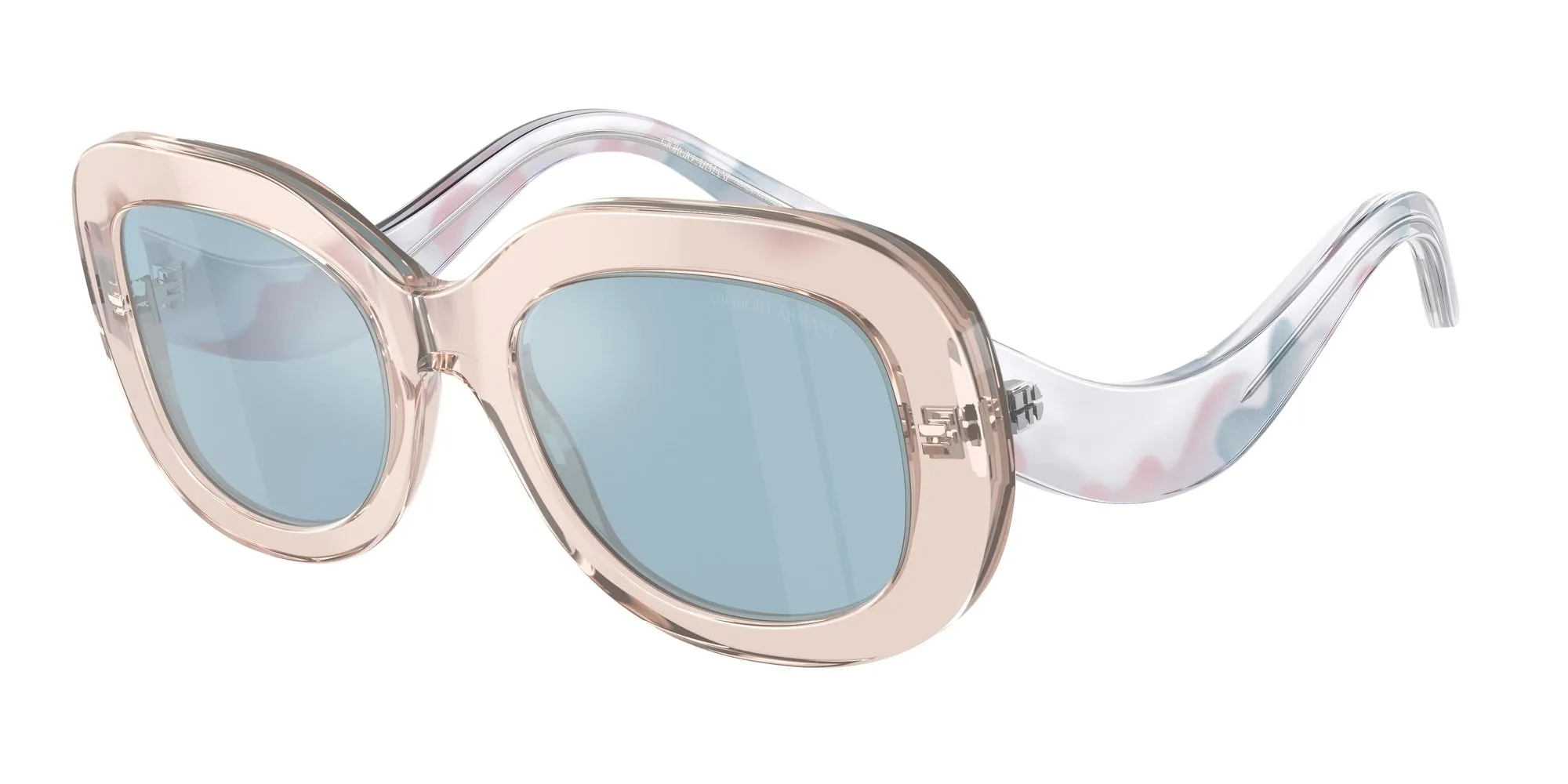 Giorgio Armani AR8217 61511N Occhiali da sole Acetato Rosa Azzurro Rotonda Specchiate - immagine 1