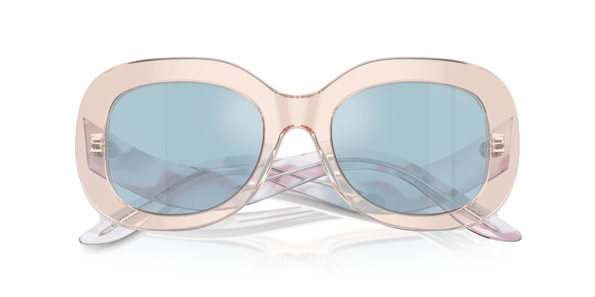 Giorgio Armani AR8217 61511N Occhiali da sole Acetato Rosa Azzurro Rotonda Specchiate - immagine 2