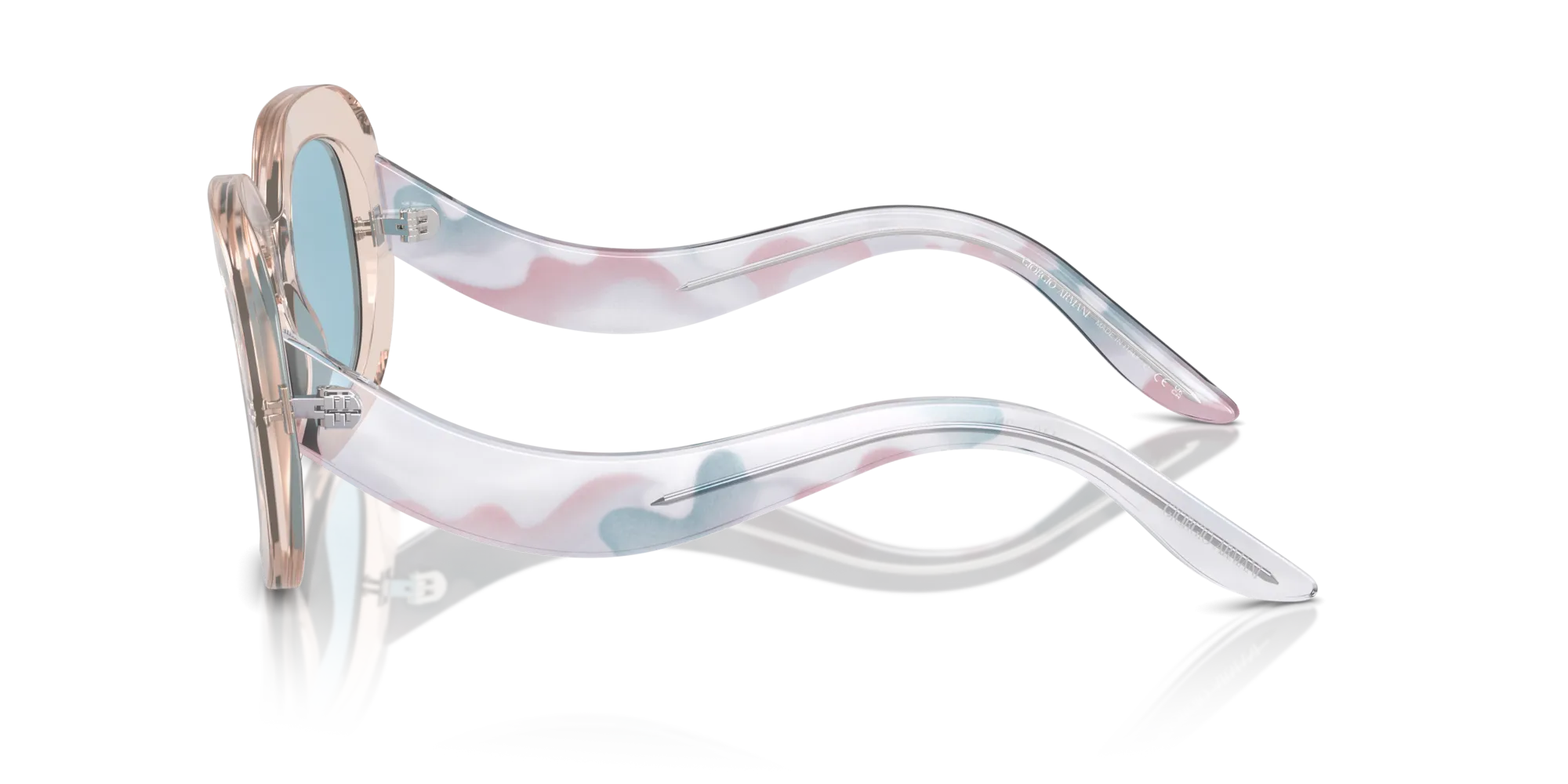 Giorgio Armani AR8217 61511N Occhiali da sole Acetato Rosa Azzurro Rotonda Specchiate - immagine 4