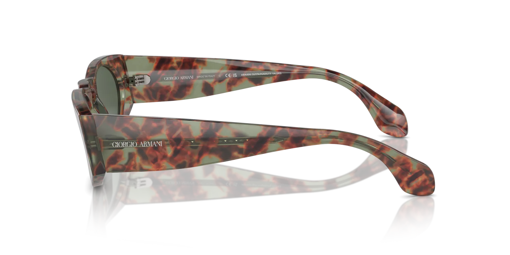 Giorgio Armani AR8216 597771 Occhiali da sole Acetato Marrone Verde Squadrata Normale - immagine 4