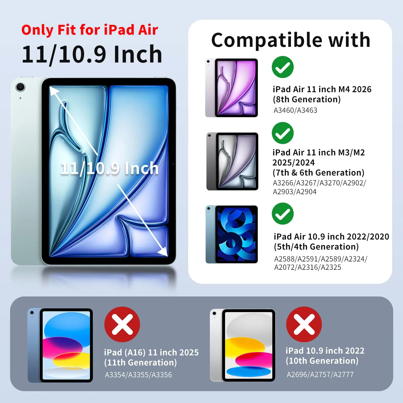 MoKo Custodia con Portapenna per iPad Air 11" (M4/M3/M2) 2026/2025/2024 - immagine 2