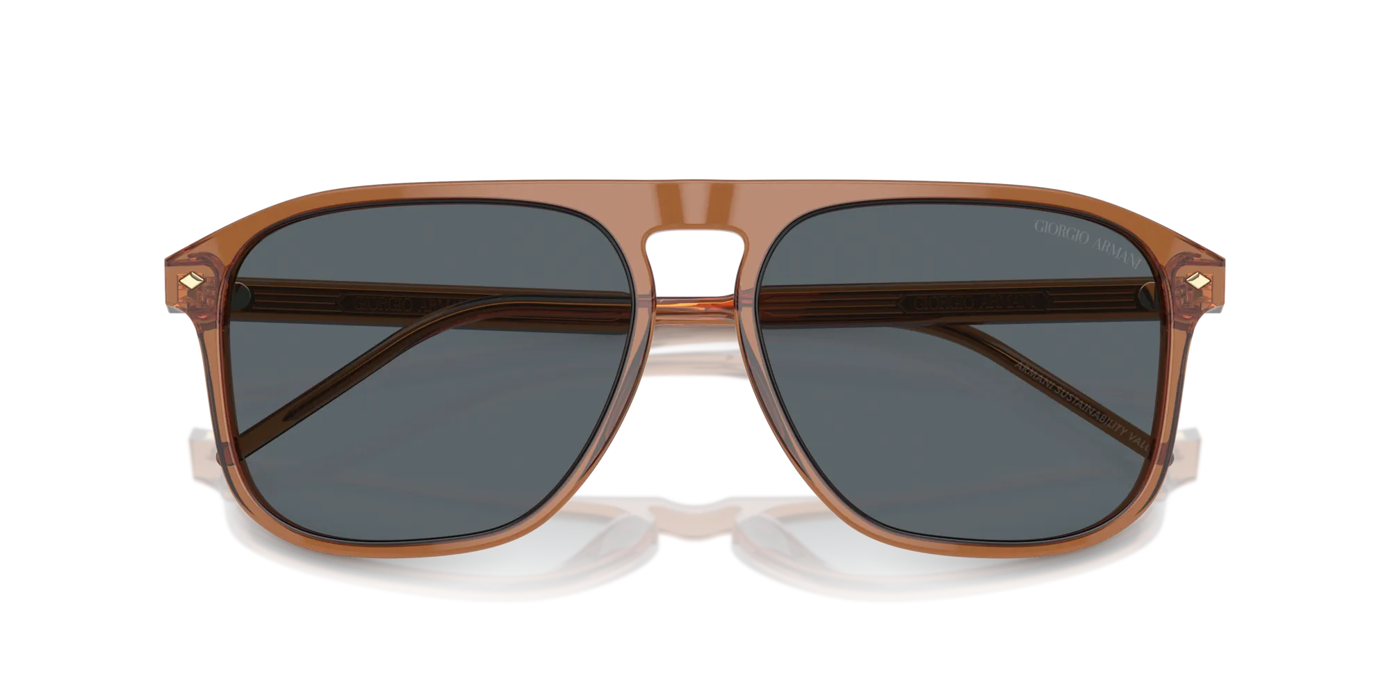 Giorgio Armani AR8212 5932R5 Occhiali da sole Acetato Marrone Blu Squadrata Normale - immagine 2