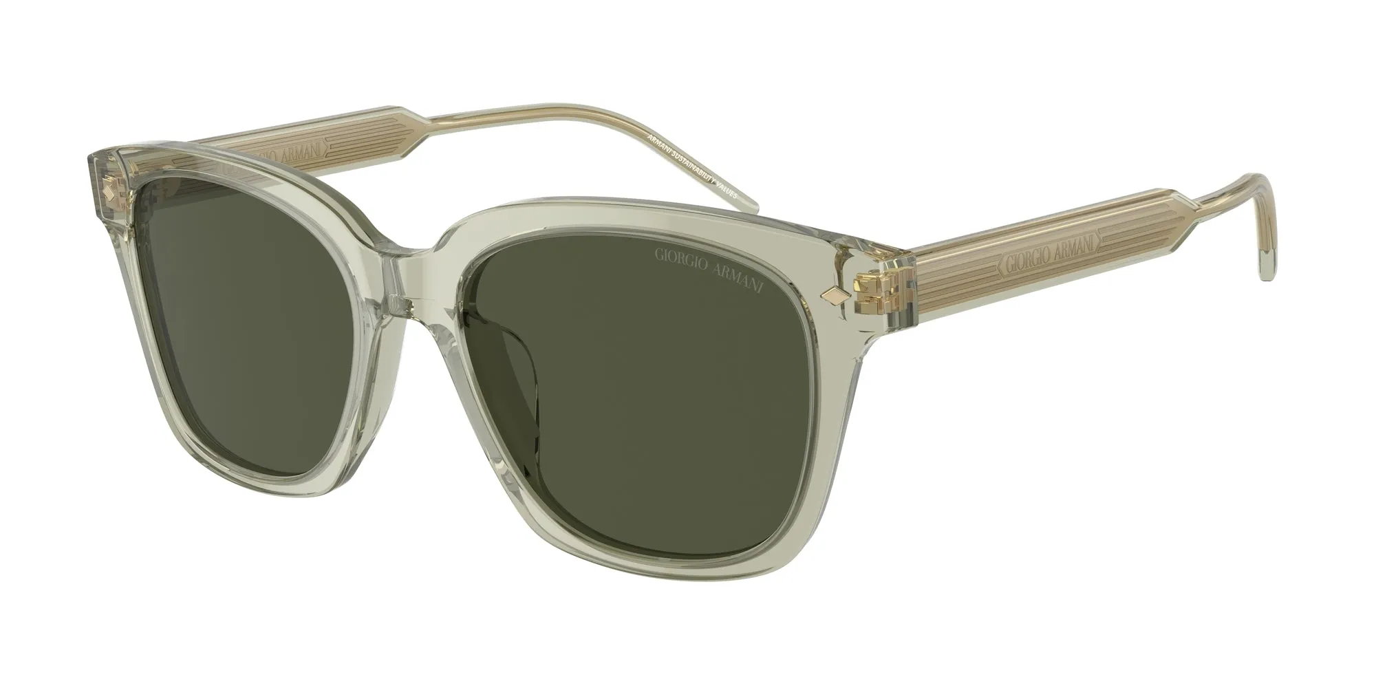 Giorgio Armani AR8210U 608331 Occhiali da sole Acetato Verde Verde Squadrata Normale - immagine 1