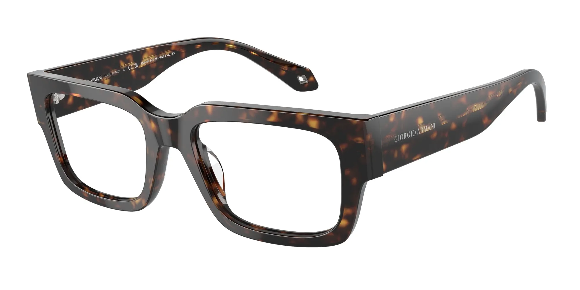 Giorgio Armani AR7243U 6124 Montature da vista Acetato Tartaruga Trasparente Squadrata Normale - immagine 1