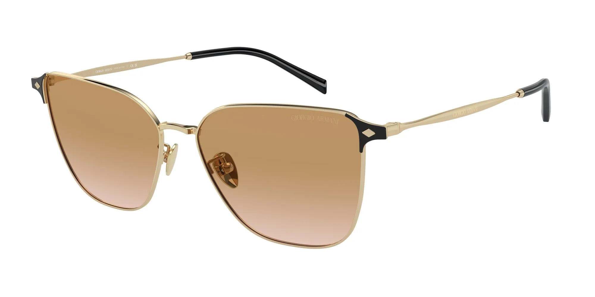 Giorgio Armani AR6155 301313 Occhiali da sole Acciaio Oro Marrone Squadrata Normale Sfumato - immagine 1