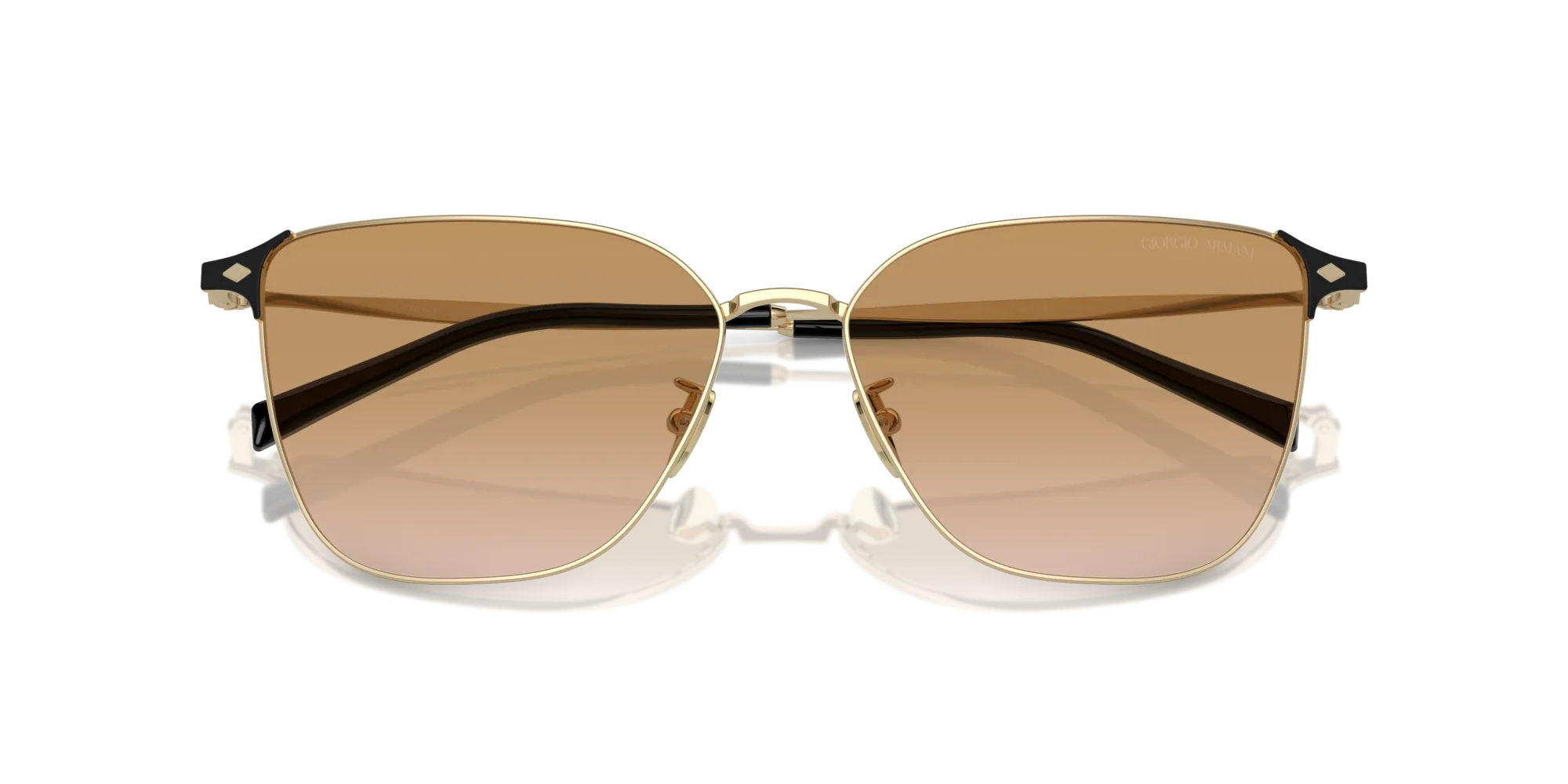 Giorgio Armani AR6155 301313 Occhiali da sole Acciaio Oro Marrone Squadrata Normale Sfumato - immagine 2