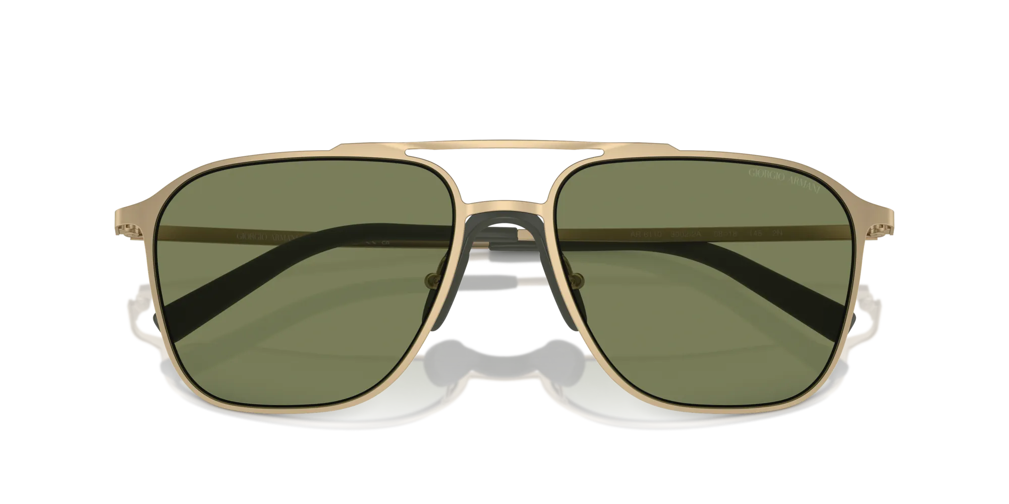 Giorgio Armani AR6110 30022A Occhiali da sole Acciaio Oro Verde Squadrata Normale - immagine 2