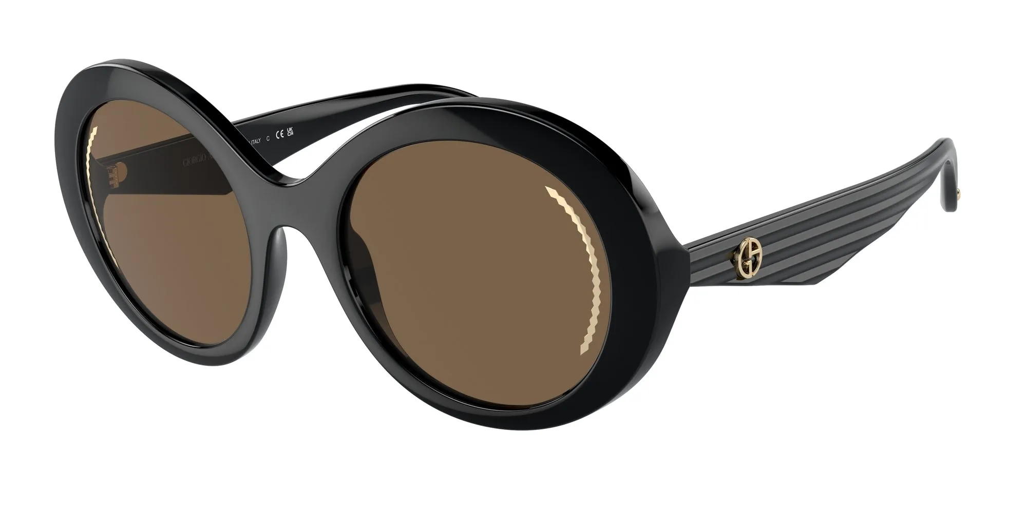 Giorgio Armani AR8204 500173 Occhiali da sole Iniettato Nero Marrone Rotonda Normale - immagine 1