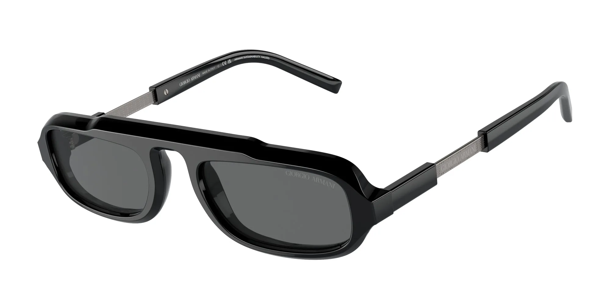 Giorgio Armani AR8203 587587 Occhiali da sole Acetato Nero Grigio Squadrata Normale - immagine 1