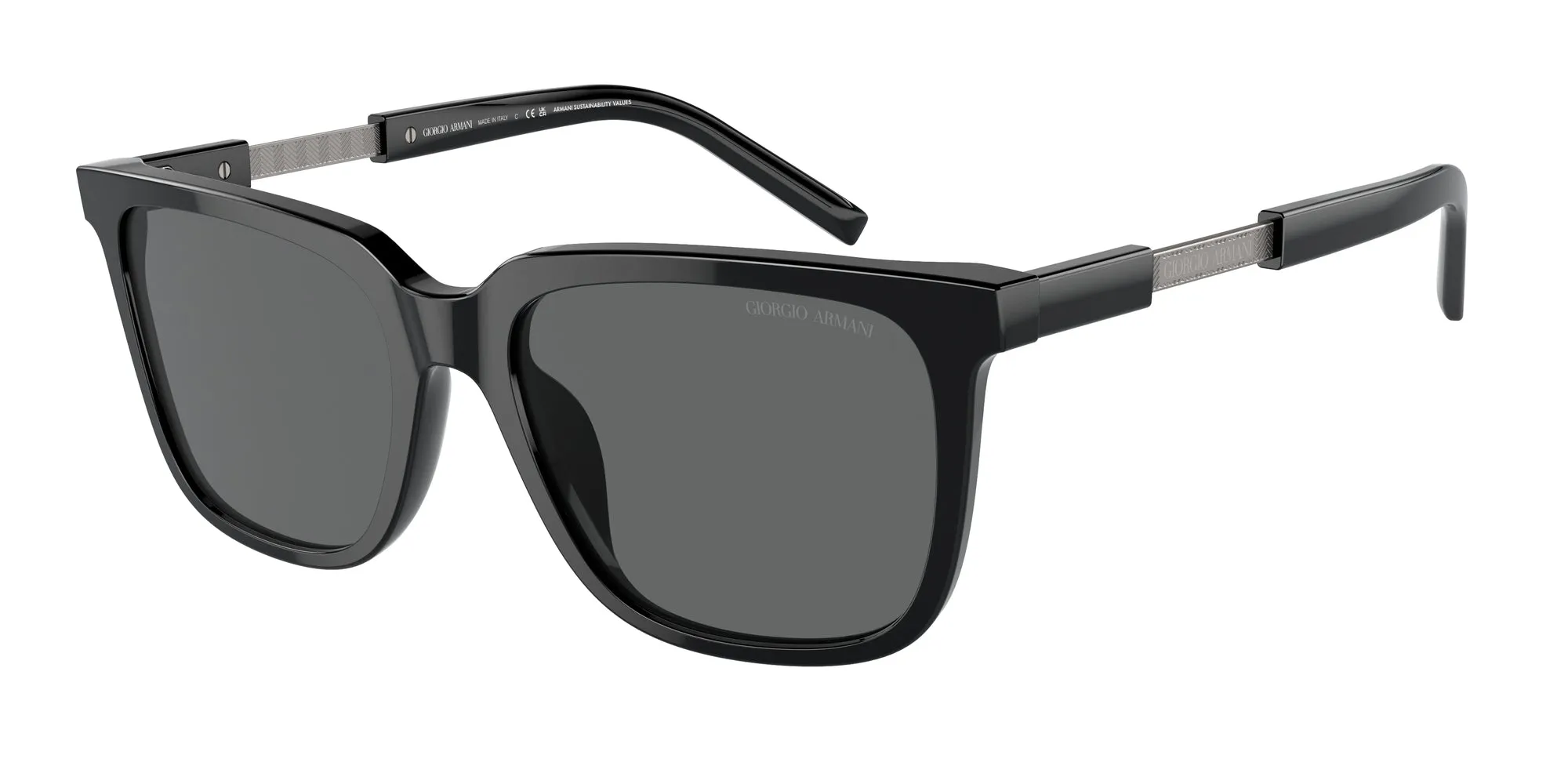 Giorgio Armani AR8202U 587587 Occhiali da sole Acetato Nero Grigio Pillow Normale - immagine 1