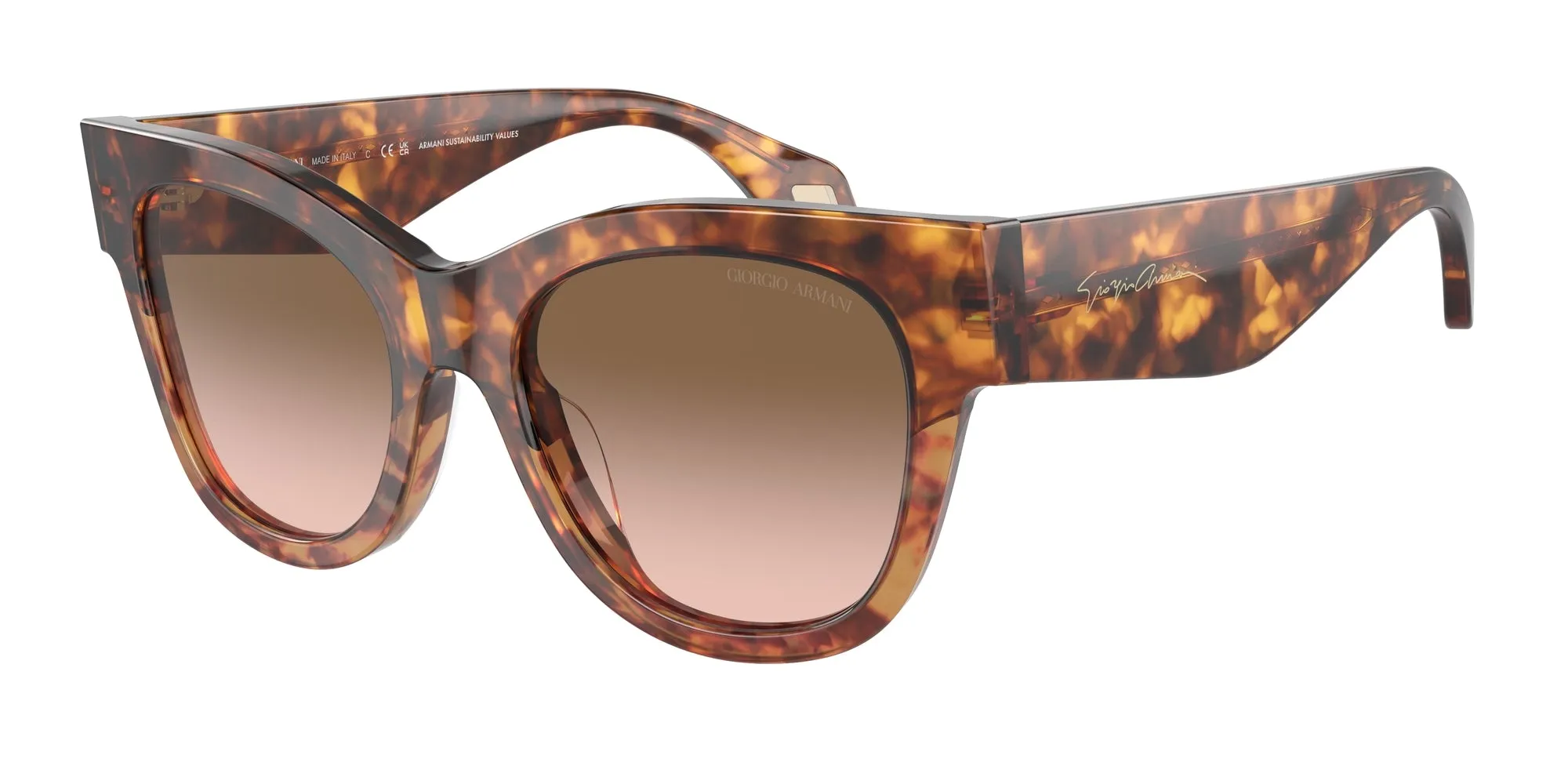 Giorgio Armani AR8195U 603351 Occhiali da sole Acetato Marrone Marrone Squadrata Normale Sfumato - immagine 1