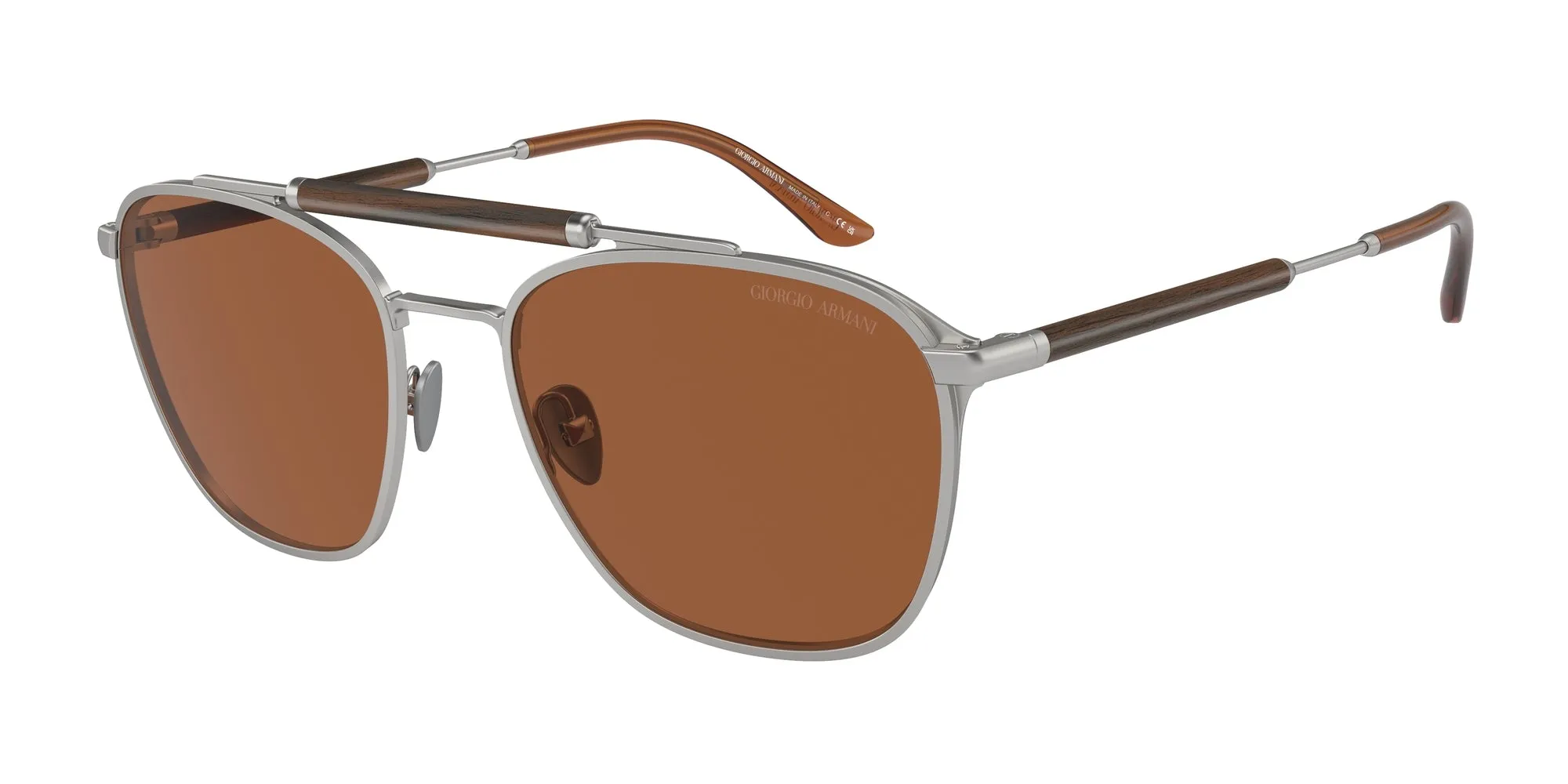 Giorgio Armani AR6149 304573 Occhiali da sole Metallo Argento Marrone Squadrata Normale - immagine 1