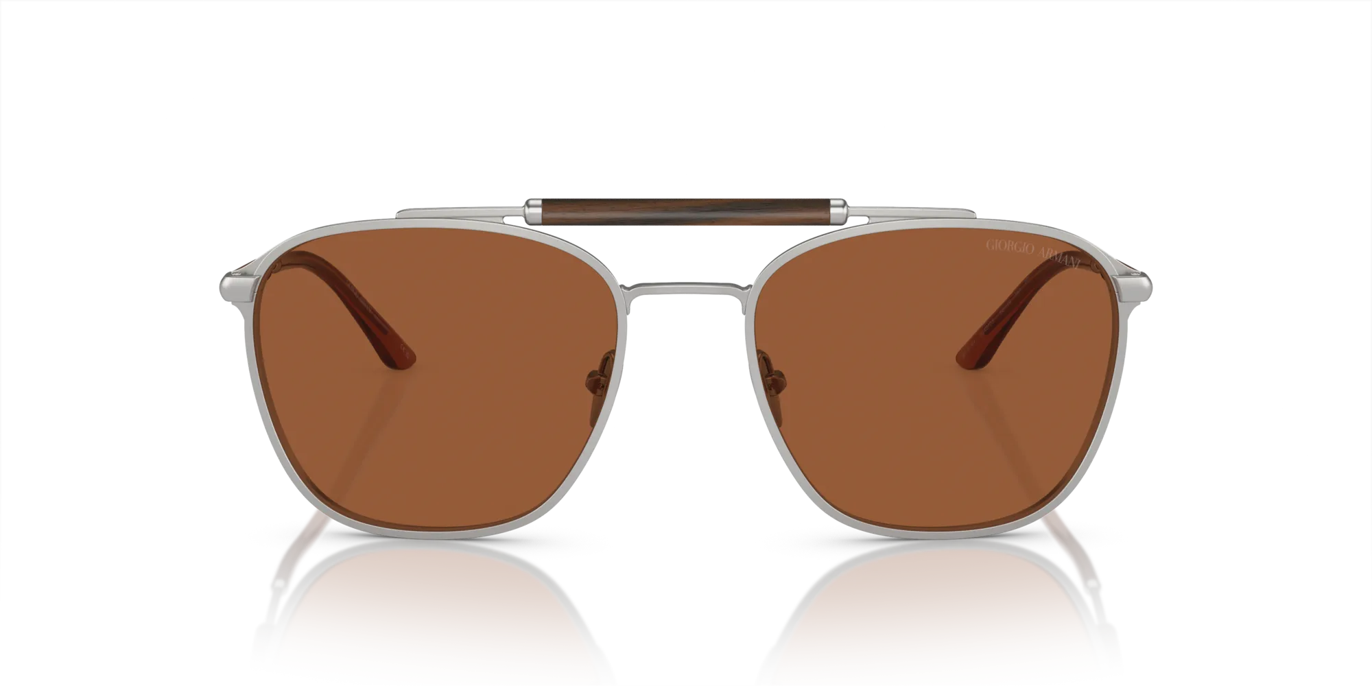 Giorgio Armani AR6149 304573 Occhiali da sole Metallo Argento Marrone Squadrata Normale - immagine 3