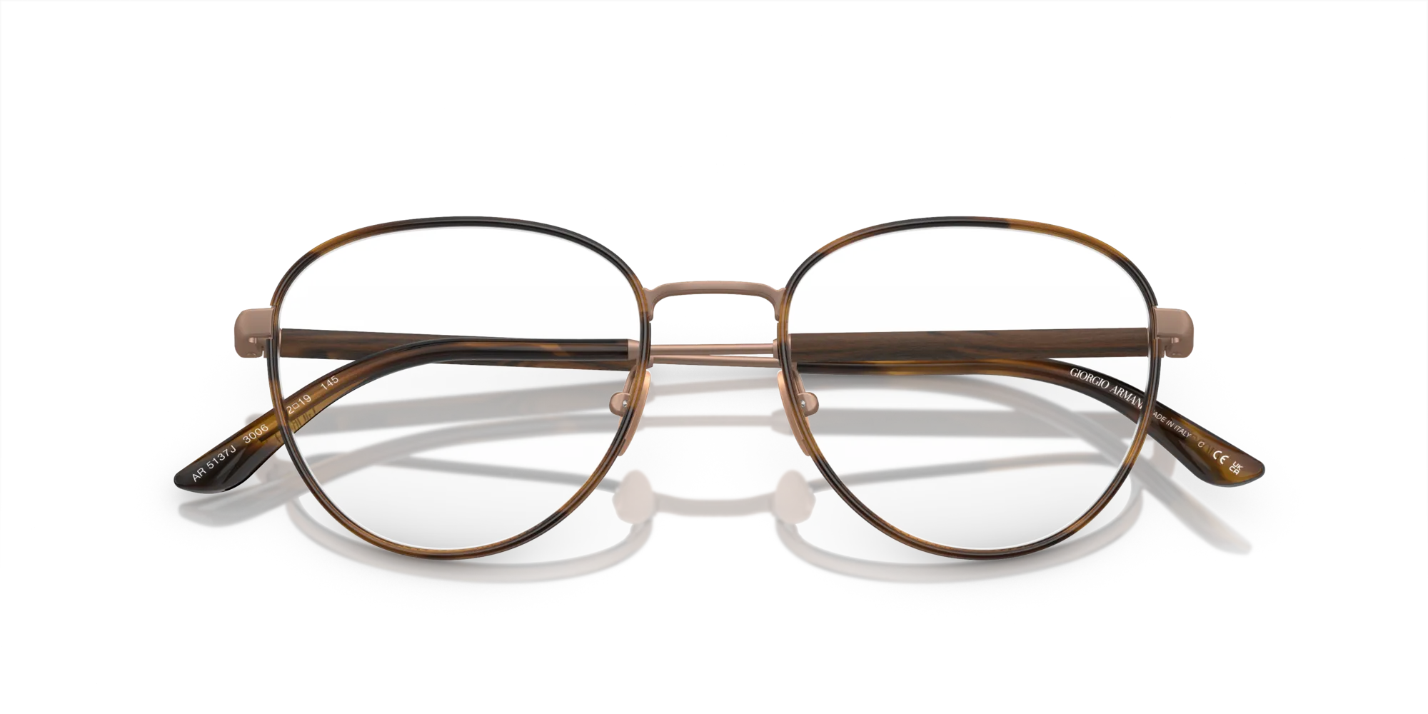 Giorgio Armani AR5137J 3006 Montature da vista Acciaio Bronzo Trasparente Pantos Normale - immagine 2