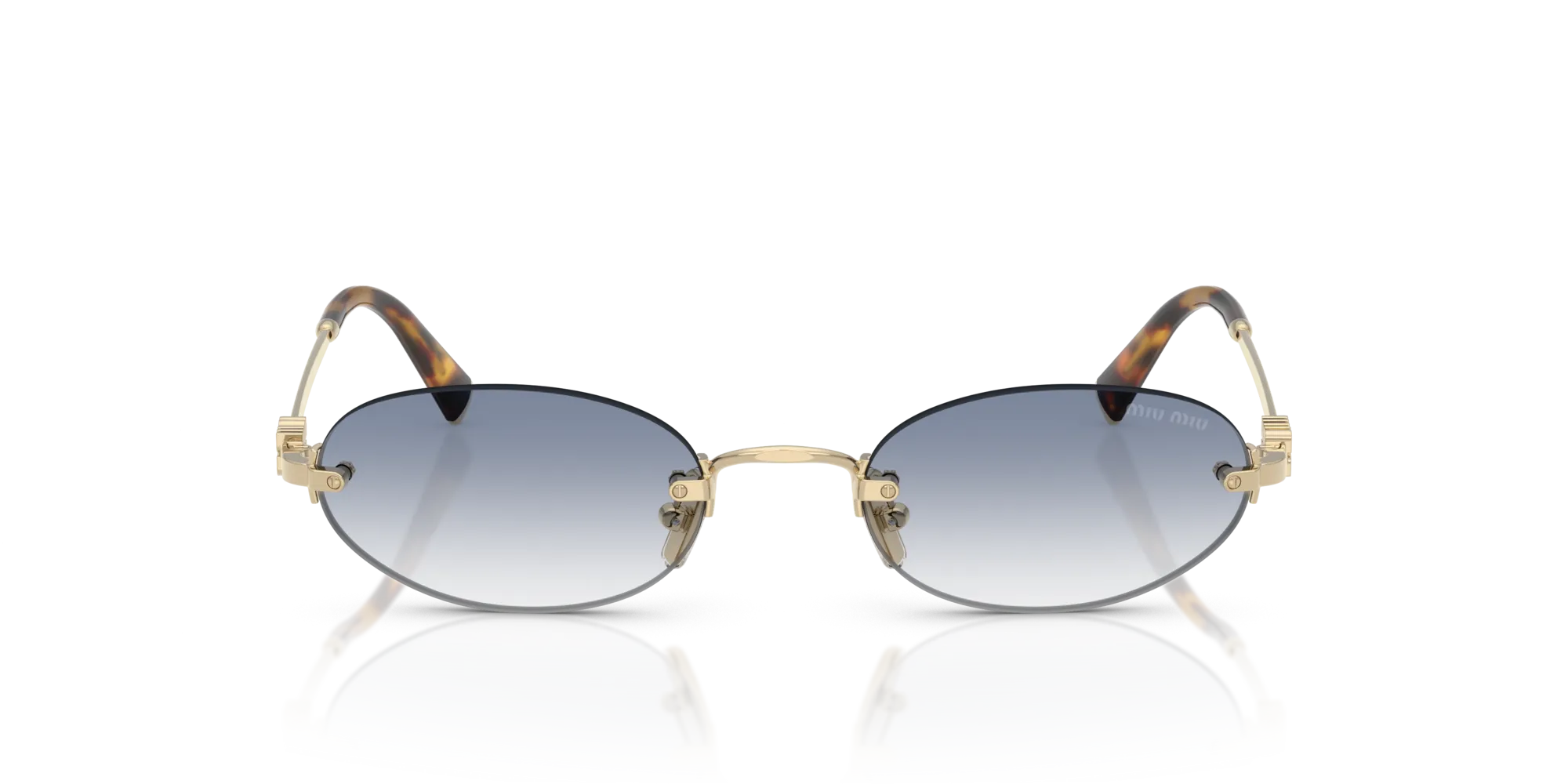 Miu Miu MU A54S ZVN80O Occhiali da sole Metallo Oro Blu Rotonda Normale Sfumato - immagine 3