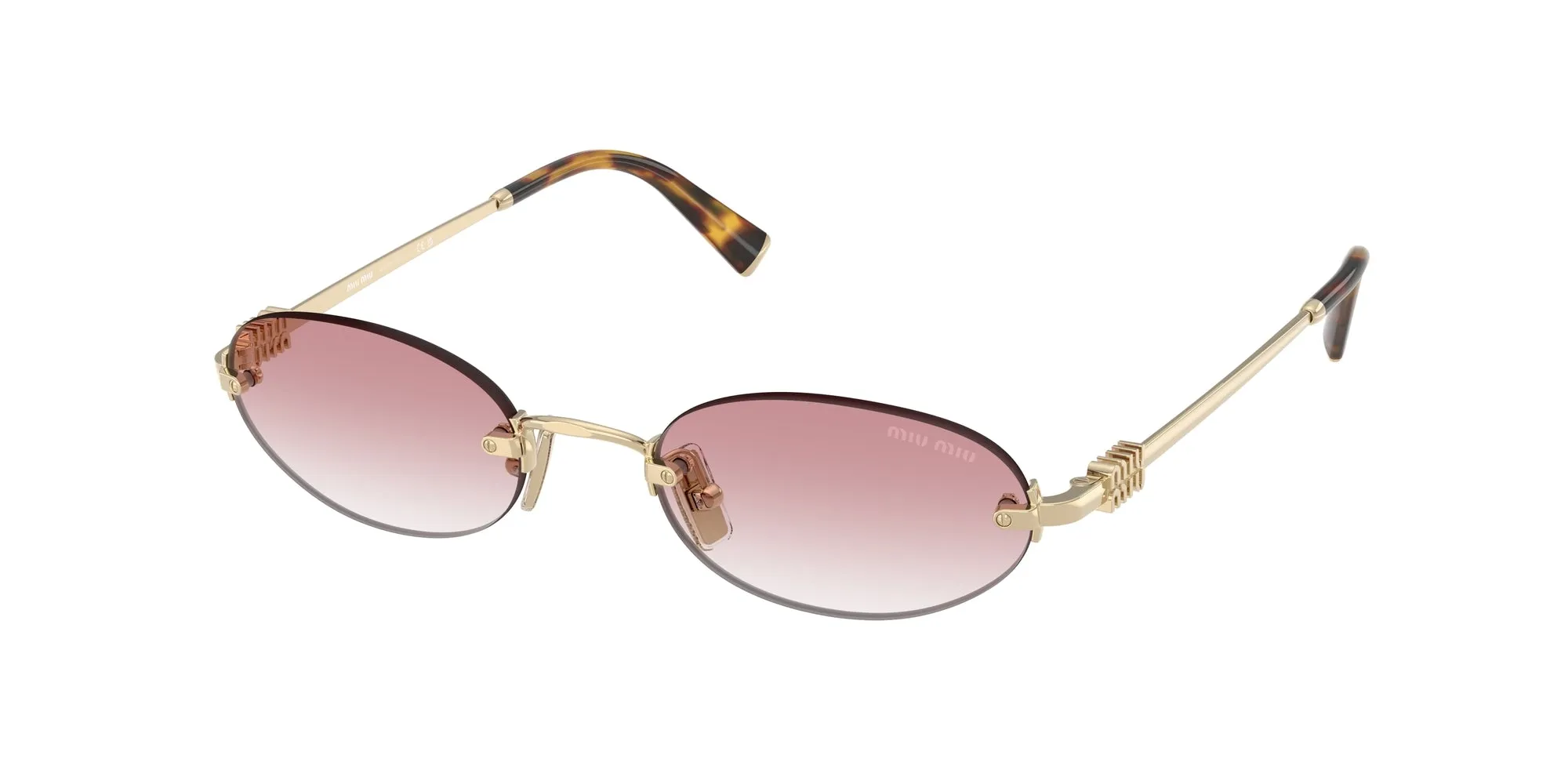 Miu Miu MU A54S ZVN70O Occhiali da sole Metallo Oro Rosa Rotonda Normale Sfumato - immagine 1