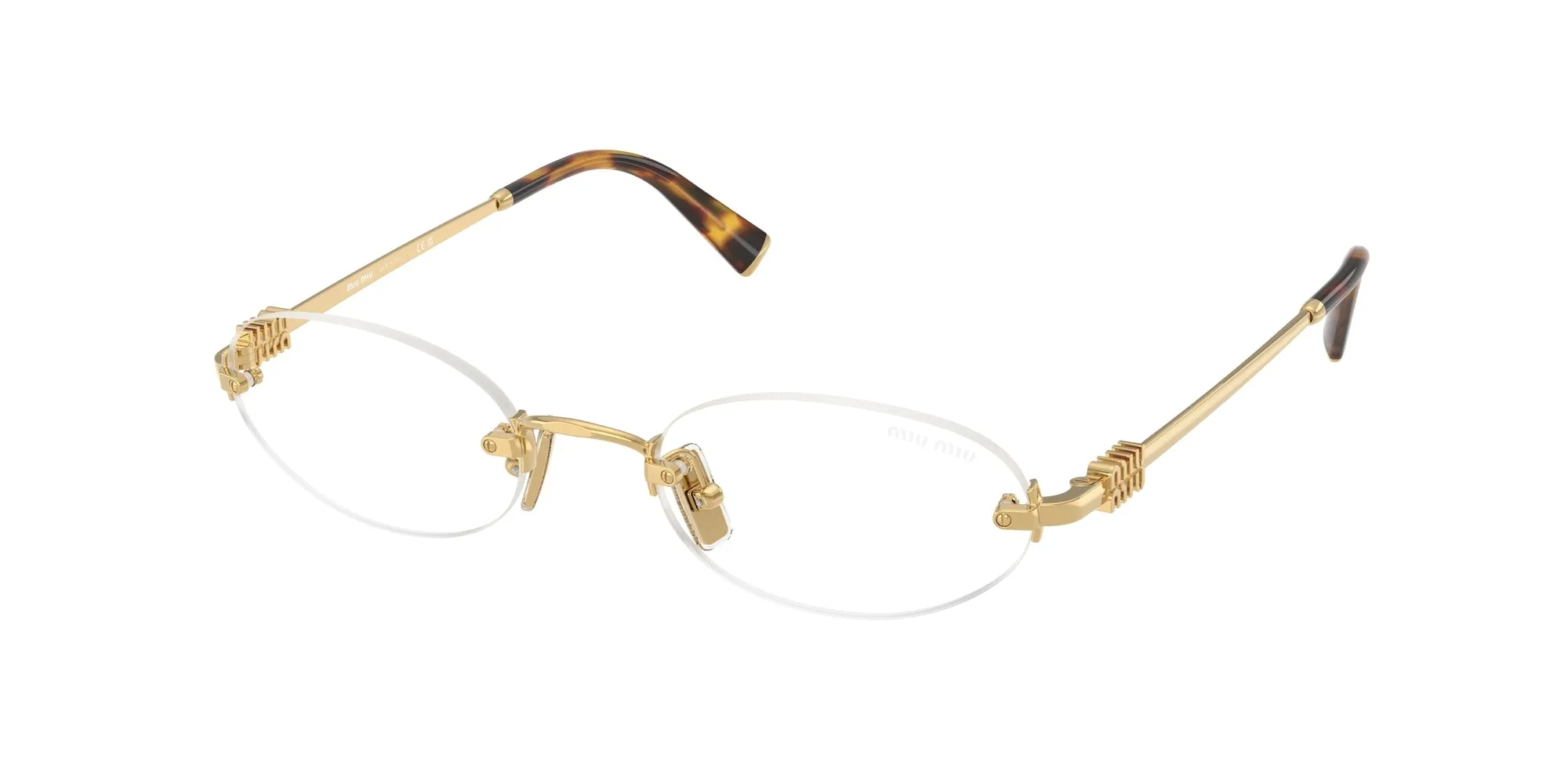 Miu Miu MU A54S 5AK08N Occhiali da sole Metallo Oro Trasparente Rotonda Anti-luce blu - immagine 1