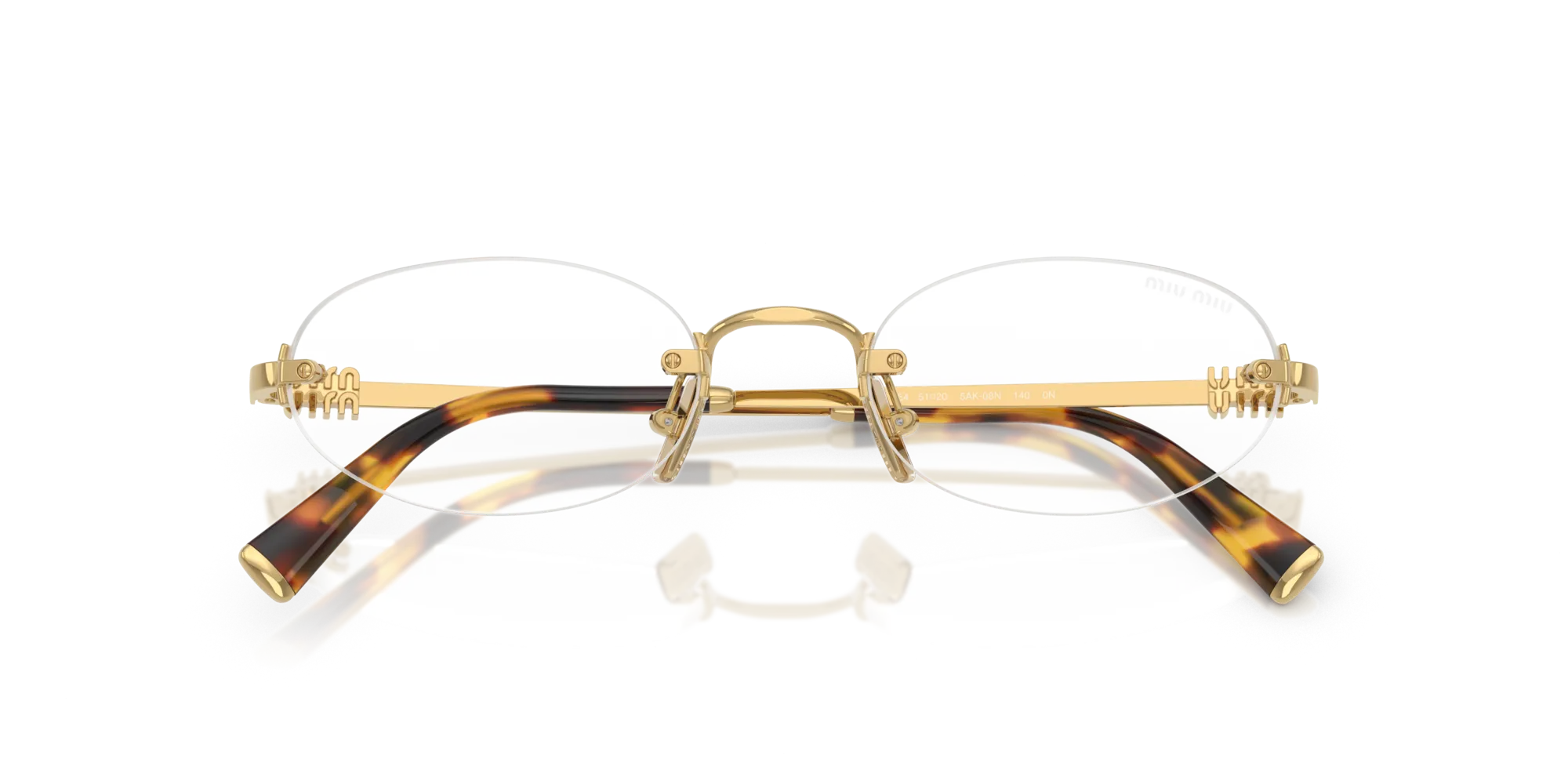 Miu Miu MU A54S 5AK08N Occhiali da sole Metallo Oro Trasparente Rotonda Anti-luce blu - immagine 2