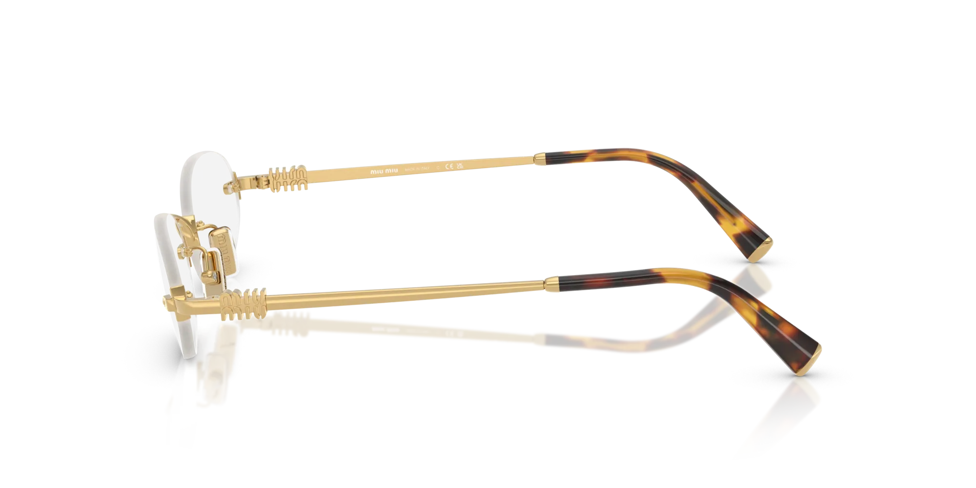 Miu Miu MU A54S 5AK08N Occhiali da sole Metallo Oro Trasparente Rotonda Anti-luce blu - immagine 4